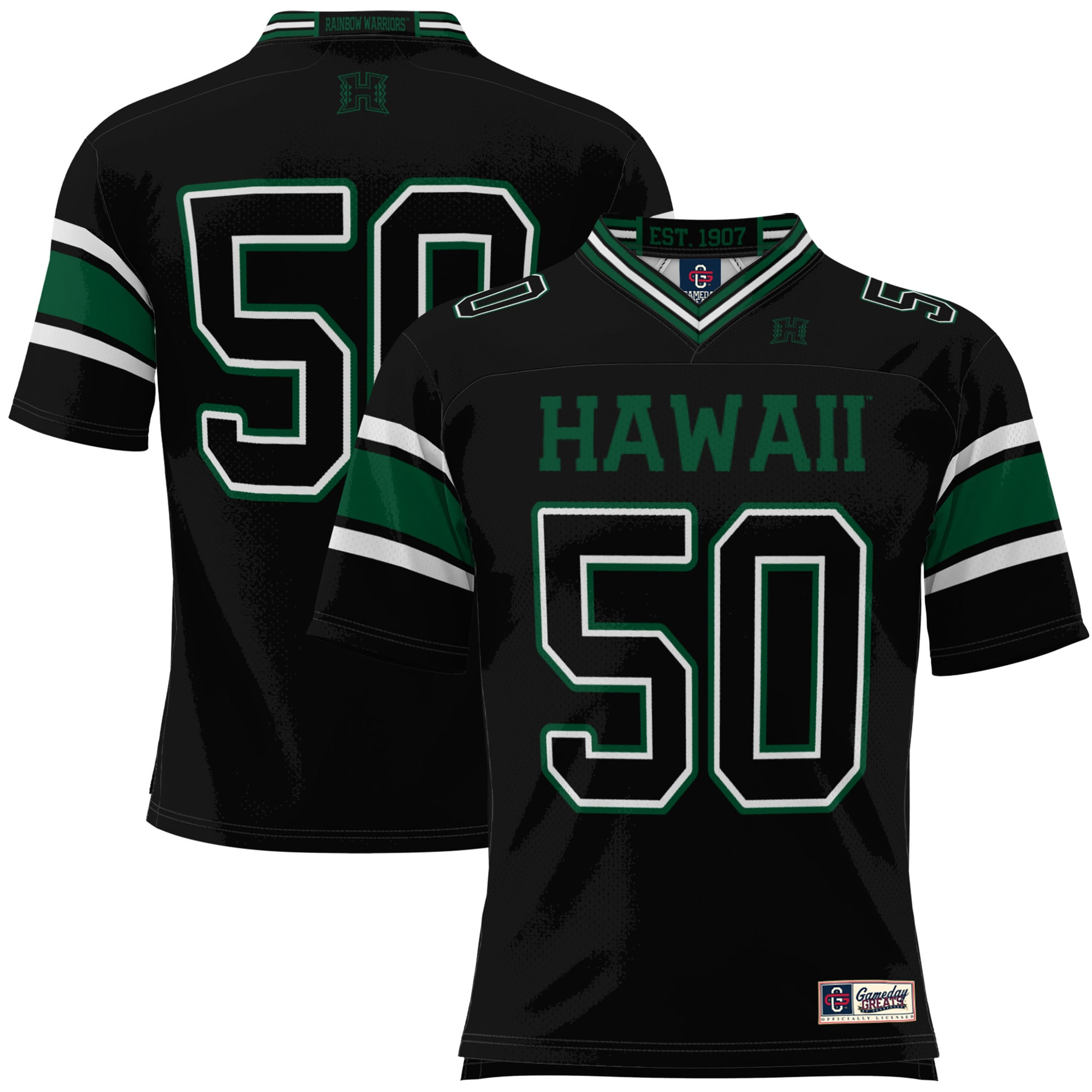 #50 Hawaii Rainbow Warriors ProSphere Youth Football Jersey - Black