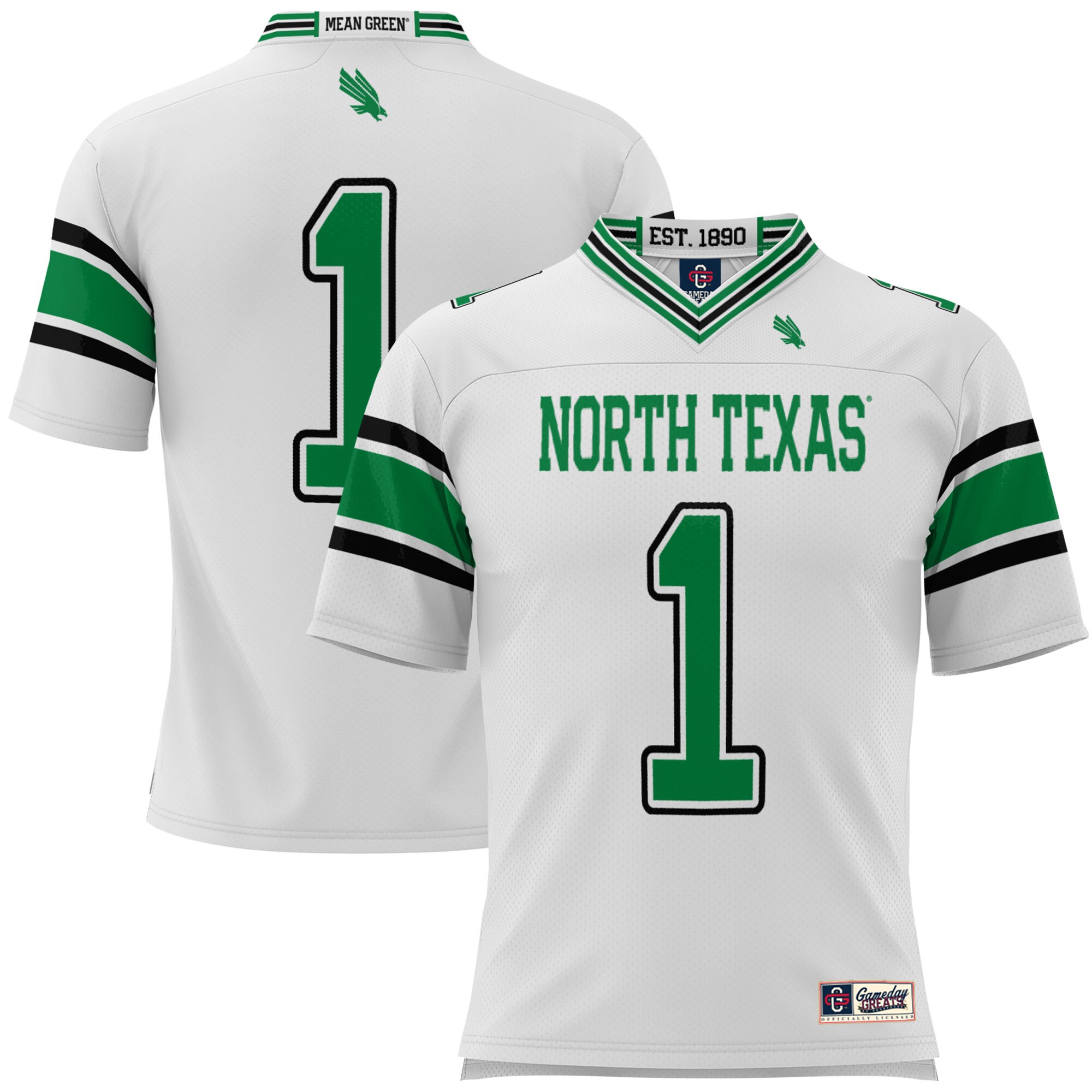 #1 North Texas Mean Green ProSphere Youth Football Jersey - White
