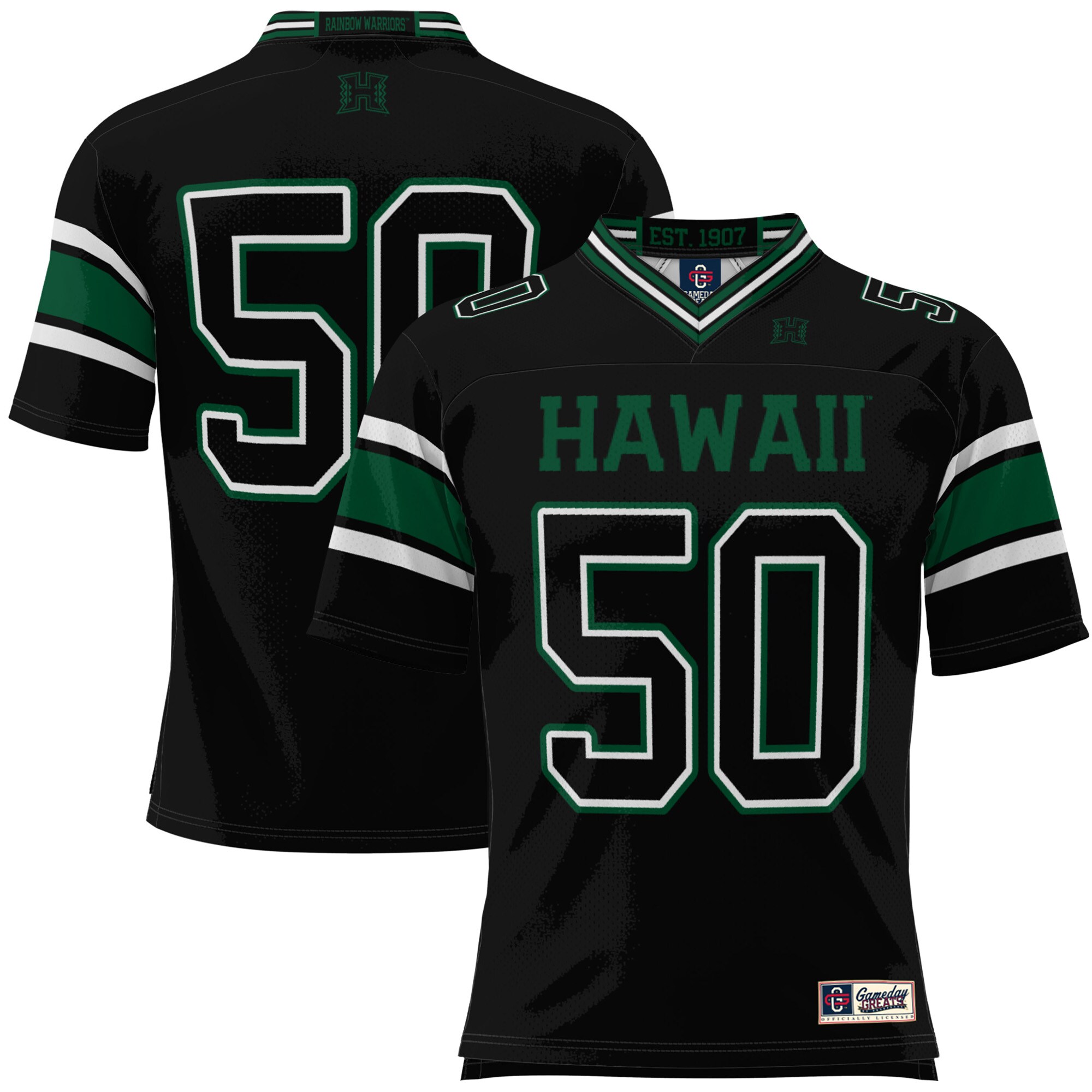 #50 Hawaii Rainbow Warriors ProSphere Football Jersey - Black