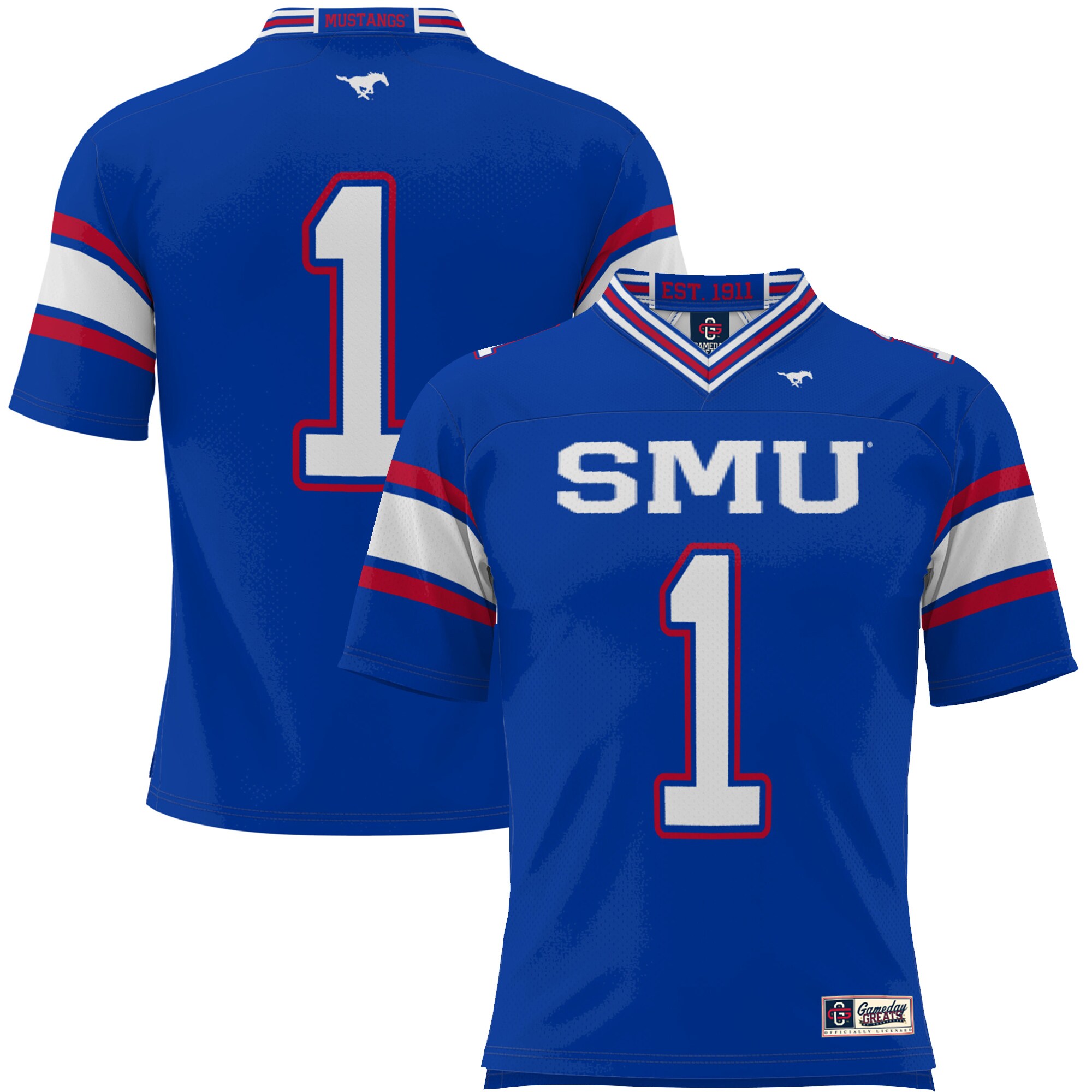 #1 SMU Mustangs ProSphere Youth Endzone Football Jersey - Royal