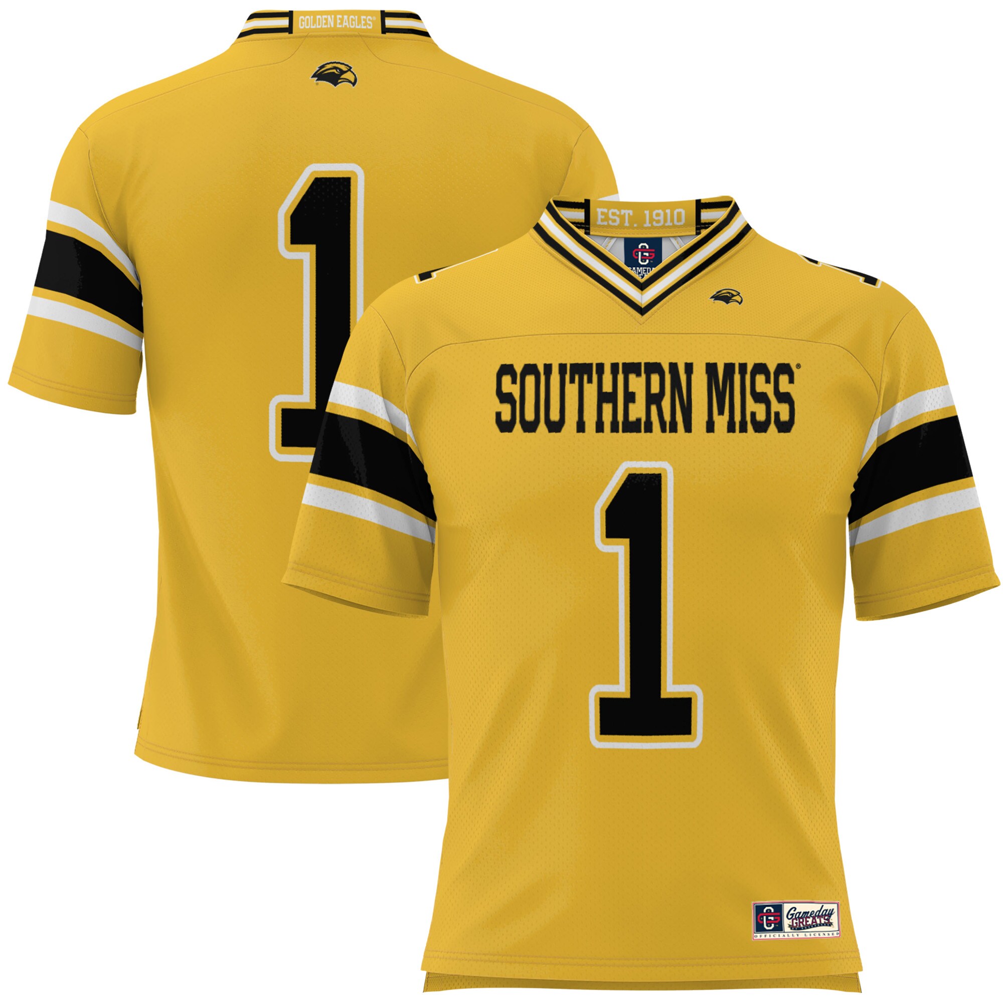 #1 Southern Miss Golden Eagles ProSphere Youth Football Jersey - Gold