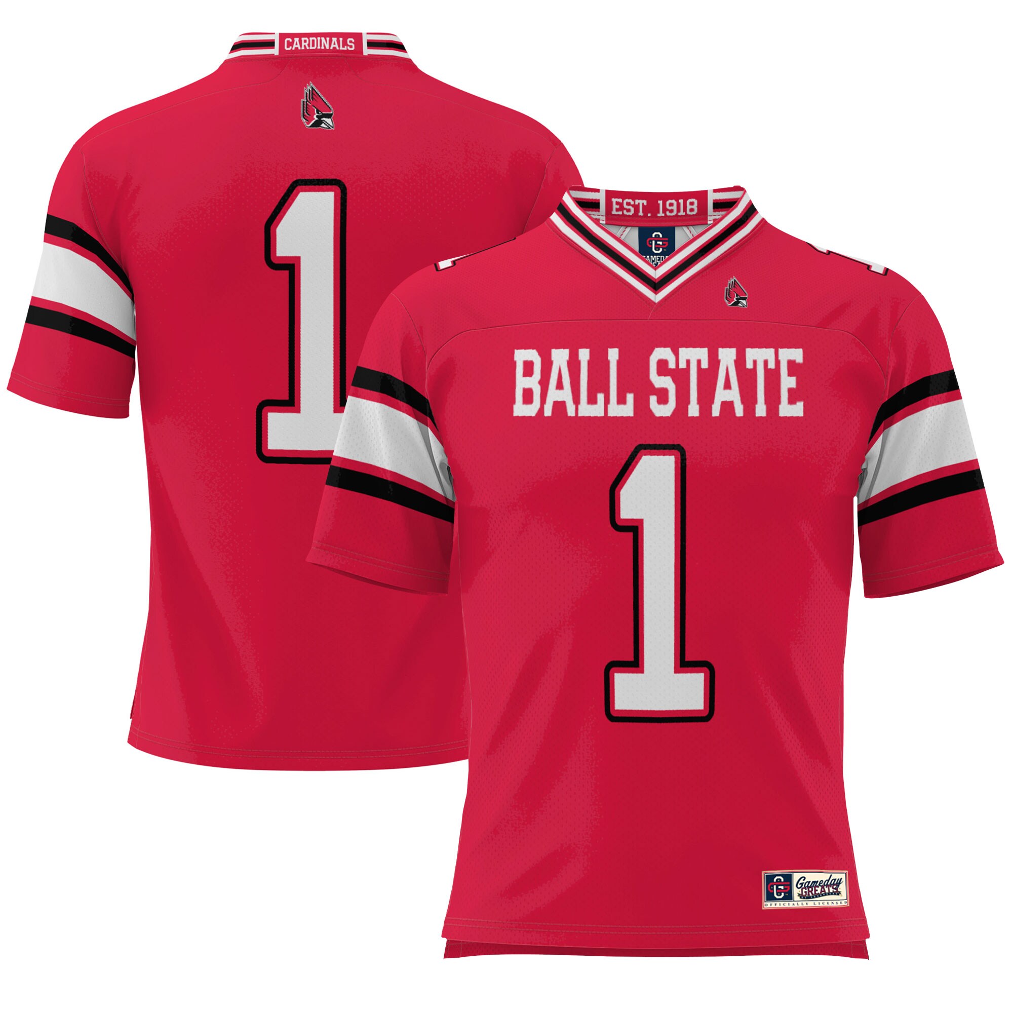 #1 Ball State Cardinals ProSphere Endzone Football Jersey - Cardinal