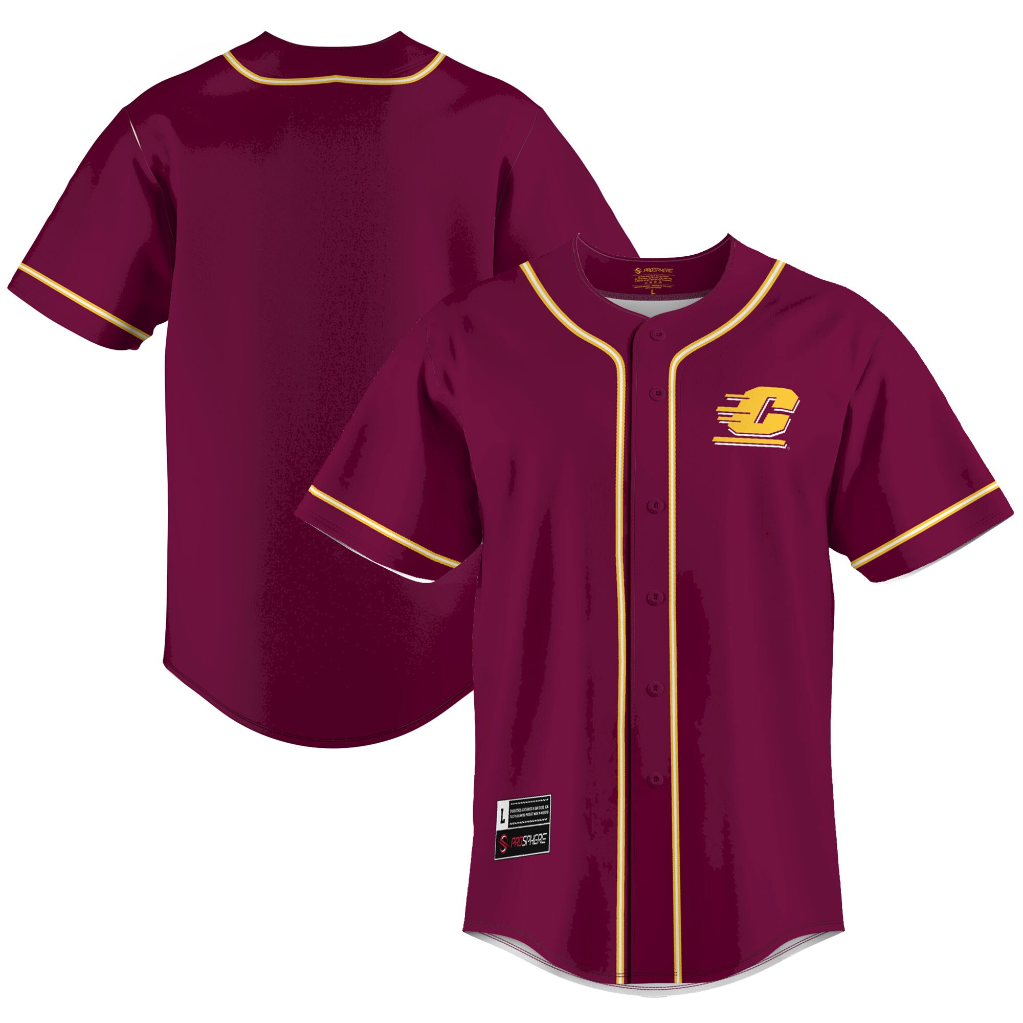 Central Michigan Chippewas Baseball Jersey - Maroon