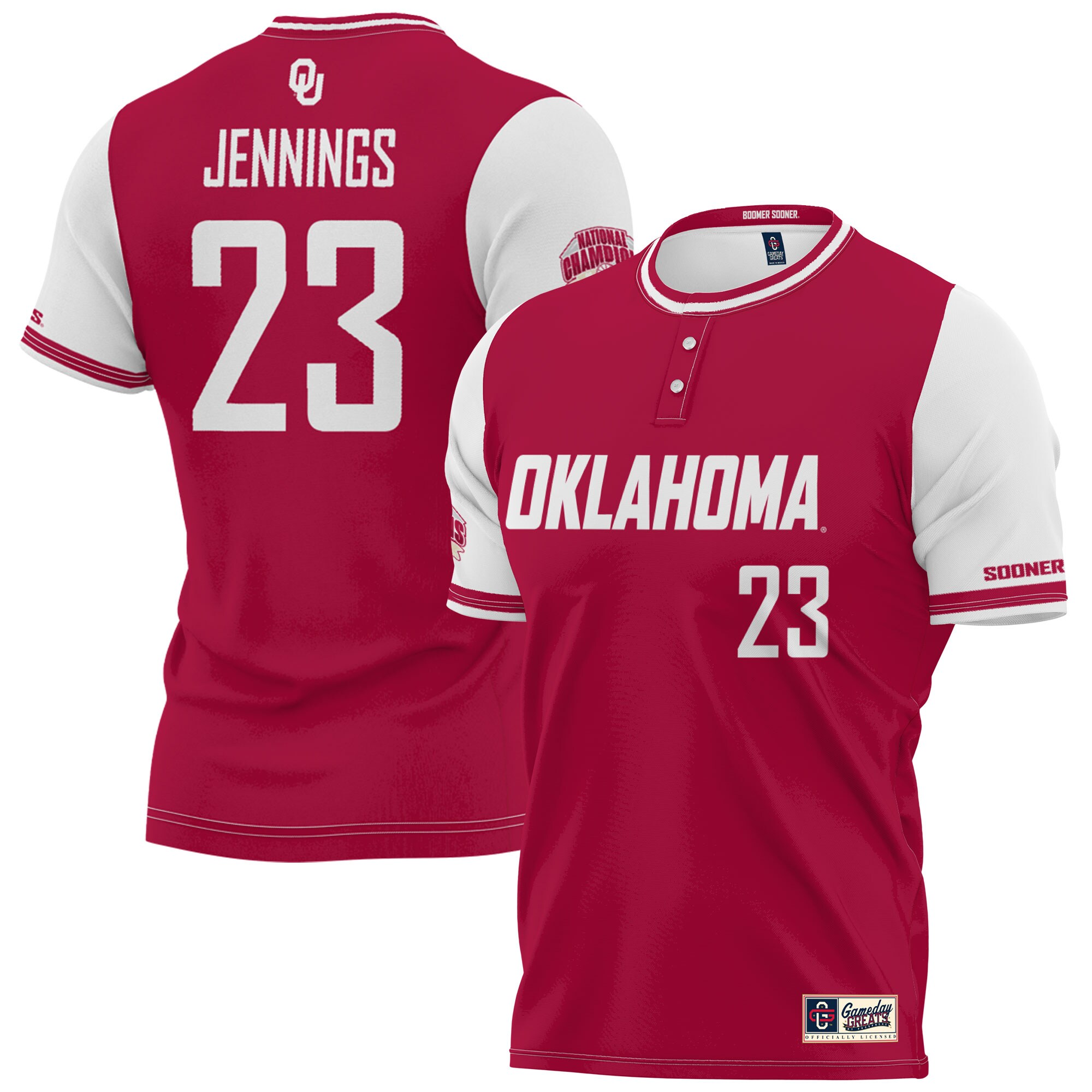 Tiare Jennings Oklahoma Sooners ProSphere Youth 2023 NCAA Softball Women's College World Series Champions NIL Replica Player Jersey - Crimson