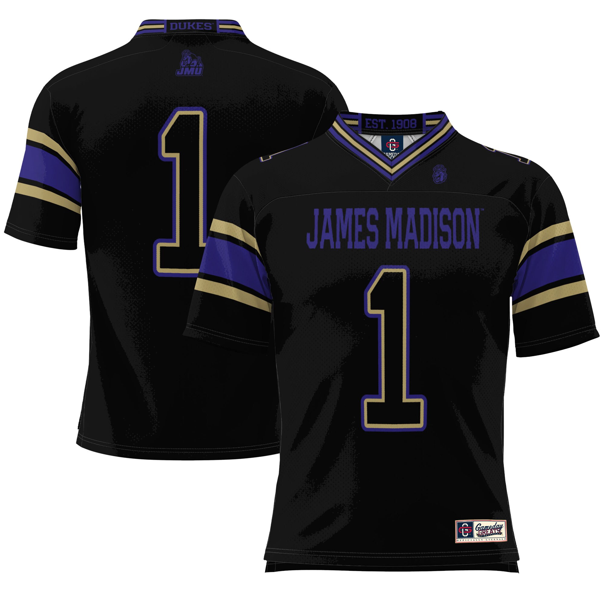 #1 James Madison Dukes ProSphere Youth Endzone Football Jersey - Black