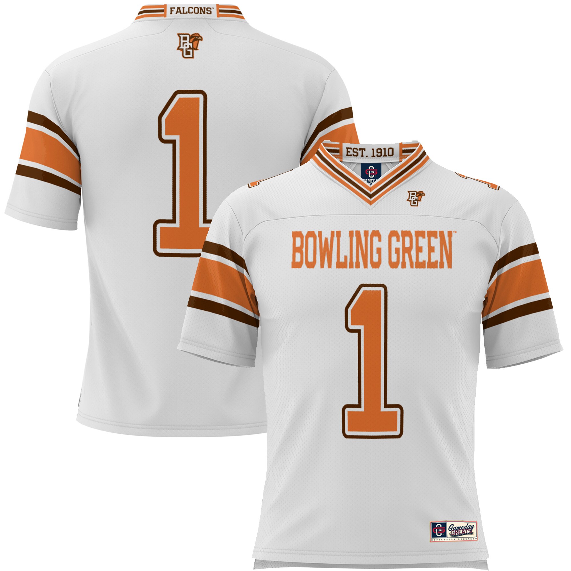 #1 Bowling Green St. Falcons ProSphere Endzone Football Jersey - White