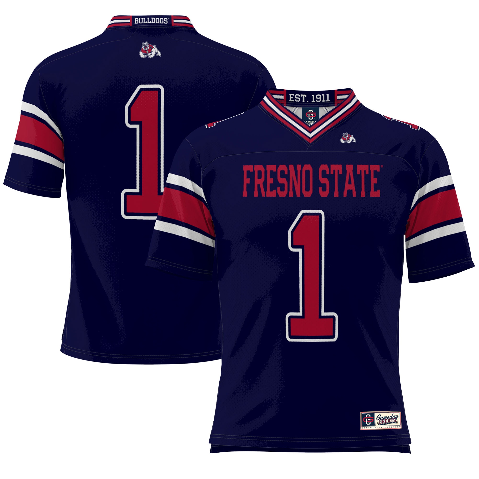 #1 Fresno State Bulldogs ProSphere Youth Endzone Football Jersey - Navy