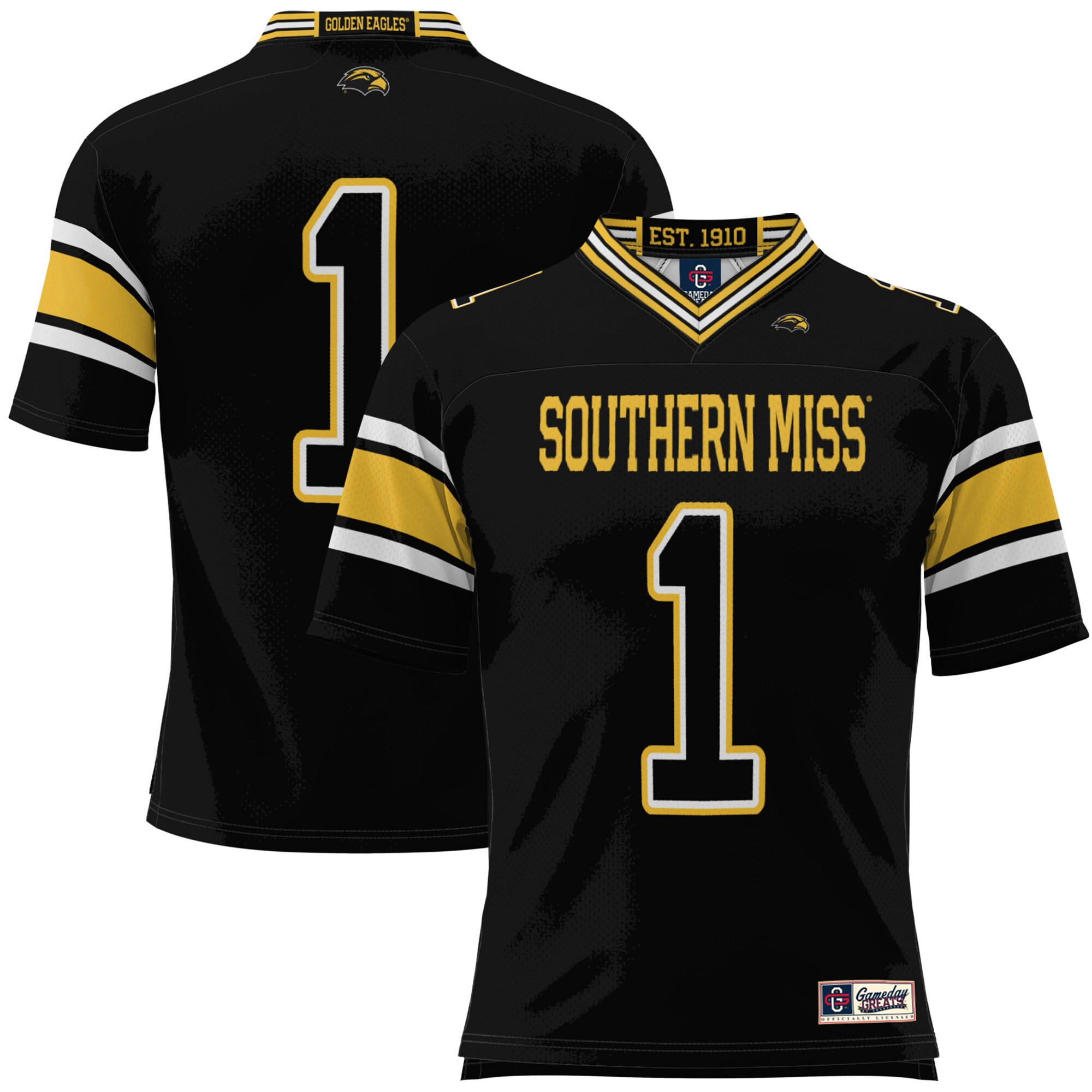 #1 Southern Miss Golden Eagles ProSphere Youth Football Jersey - Black