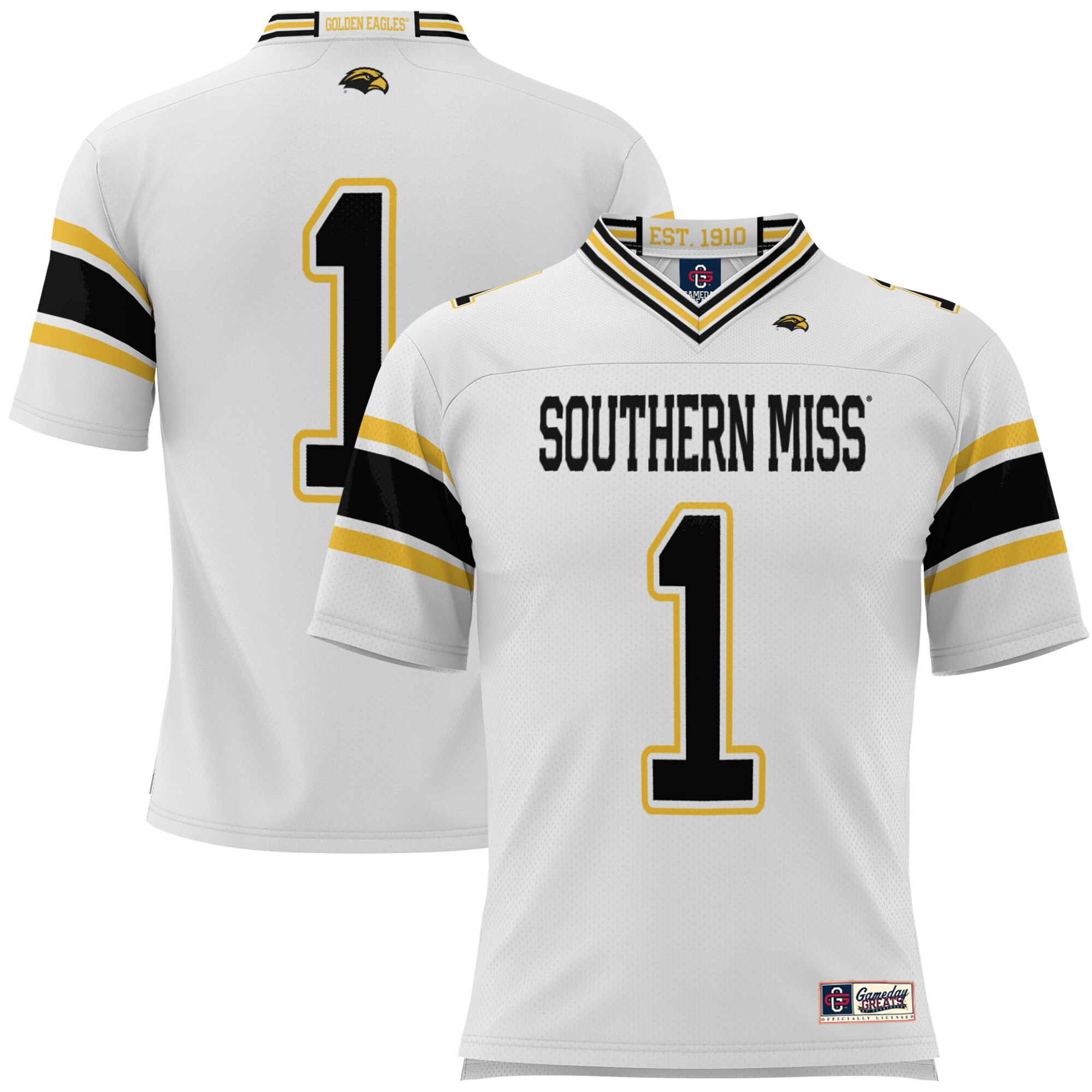 #1 Southern Miss Golden Eagles ProSphere Football Jersey - White