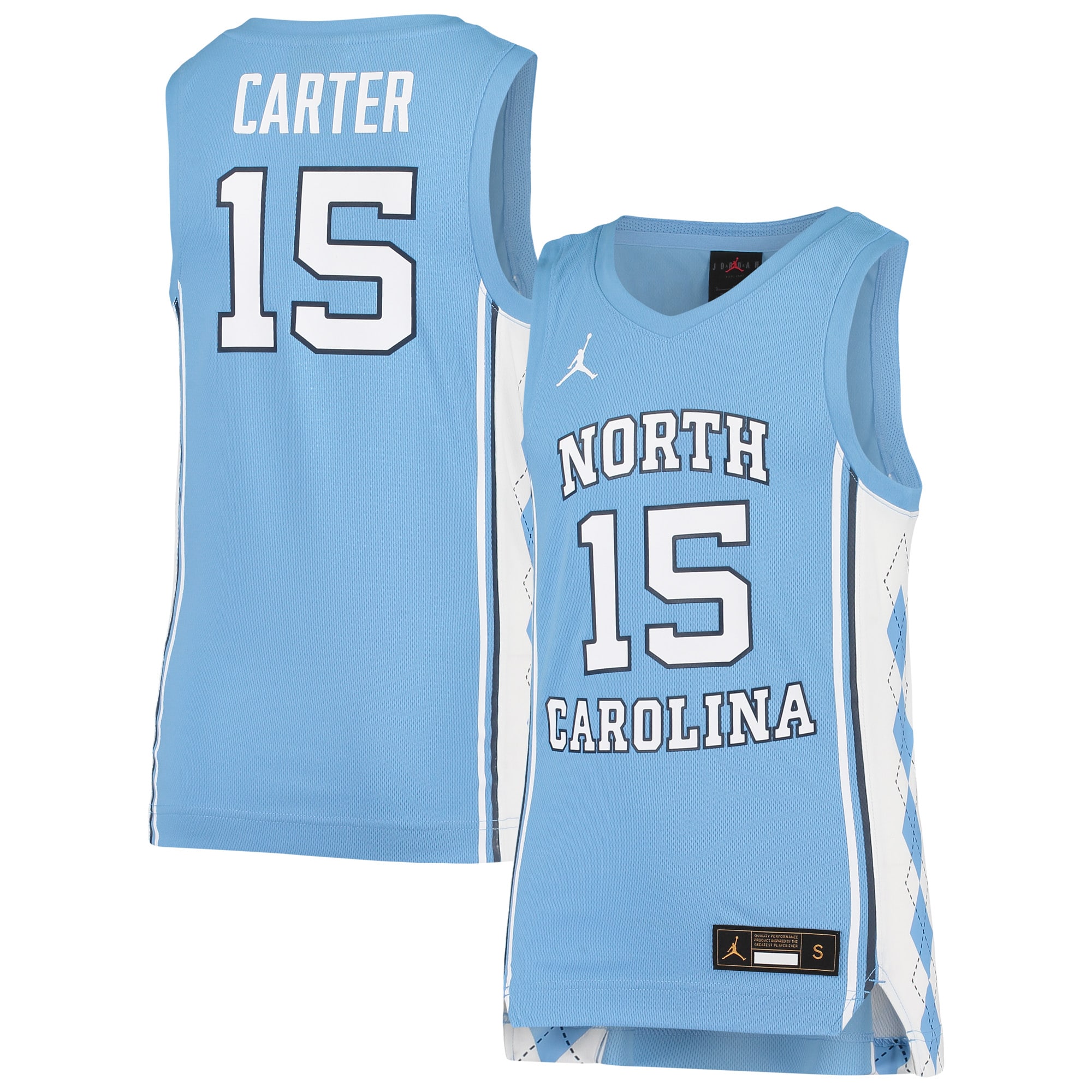 Vince Carter North Carolina Tar Heels Jordan Brand Youth Team Replica Basketball Jersey - Carolina Blue
