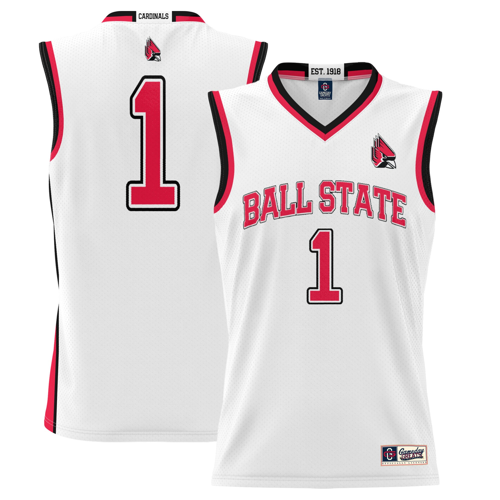 #1 Ball State Cardinals ProSphere Basketball Jersey - White