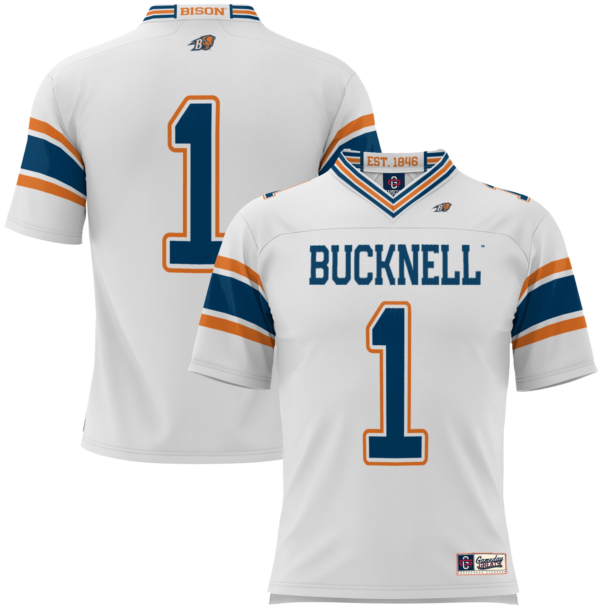#1 Bucknell Bison ProSphere Endzone Football Jersey - White