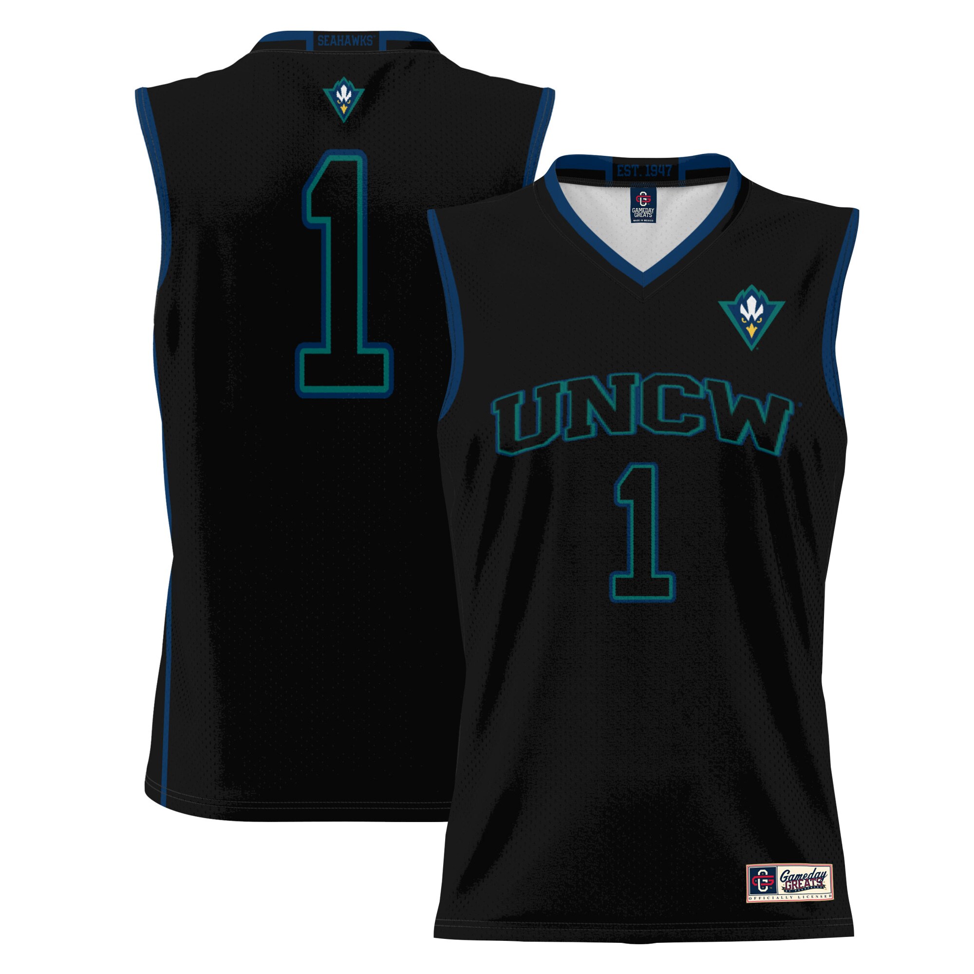 #1 UNC Wilmington Seahawks ProSphere Youth Basketball Jersey - Black