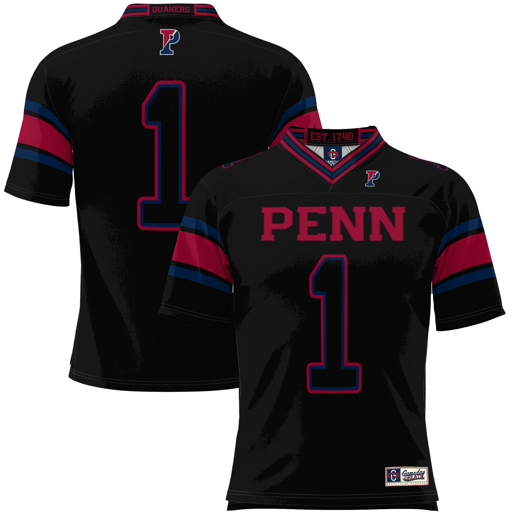 #1 Pennsylvania Quakers ProSphere Endzone Football Jersey - Black