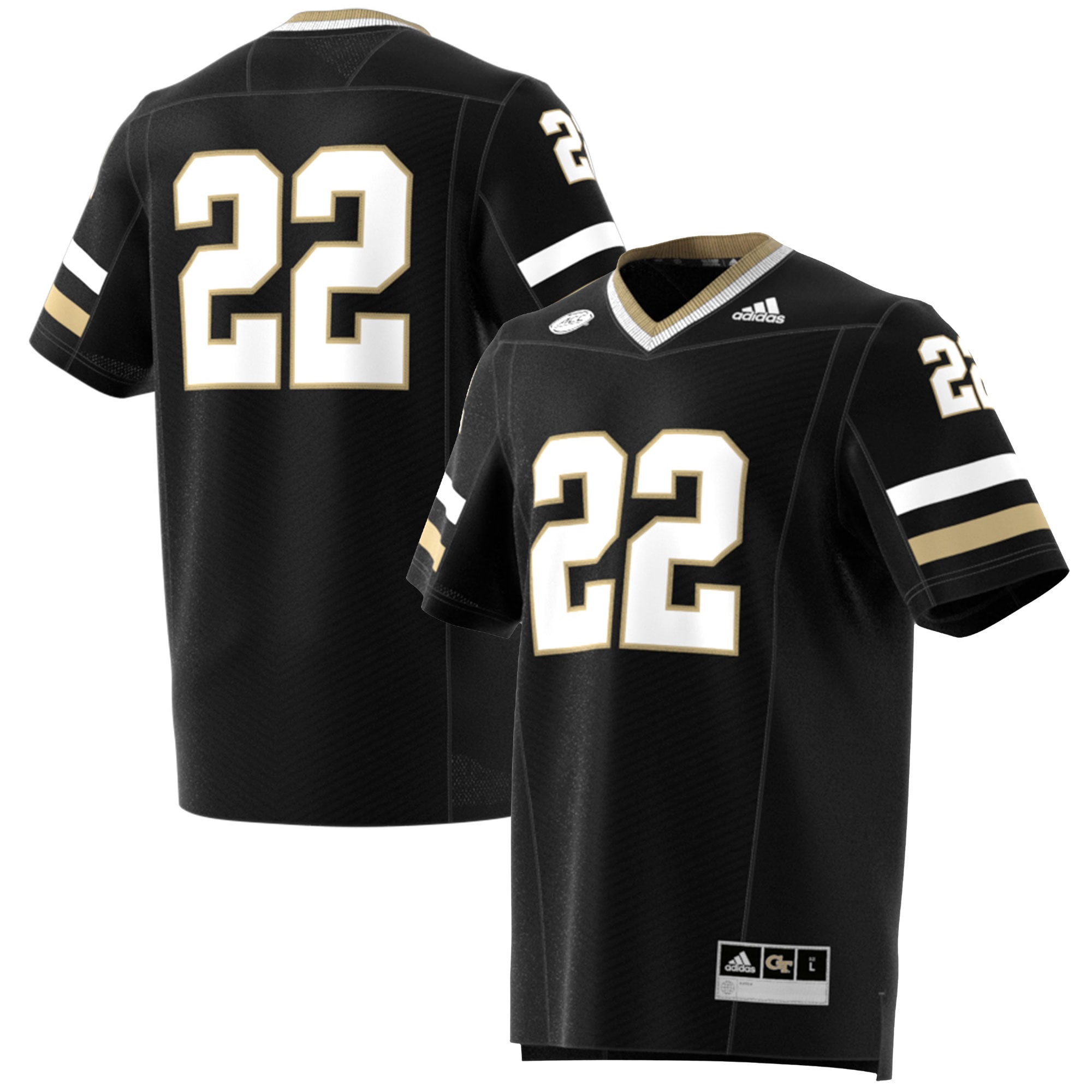 #22 Georgia Tech Yellow Jackets adidas Premier Strategy Jersey - Black