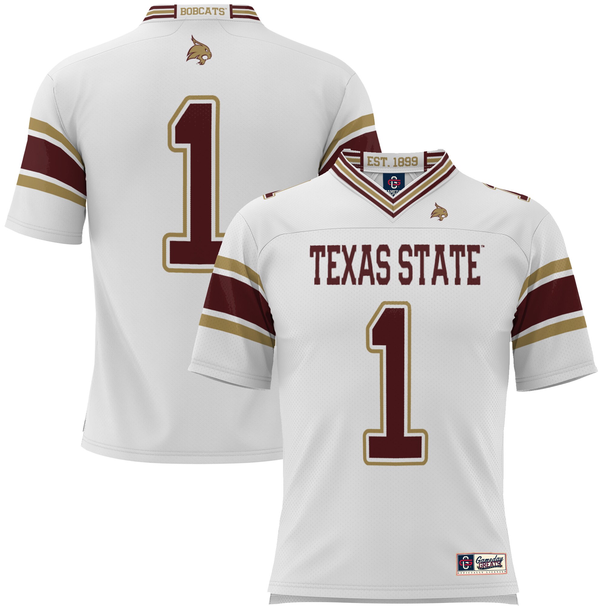 #1 Texas State Bobcats ProSphere Youth Endzone Football Jersey - White