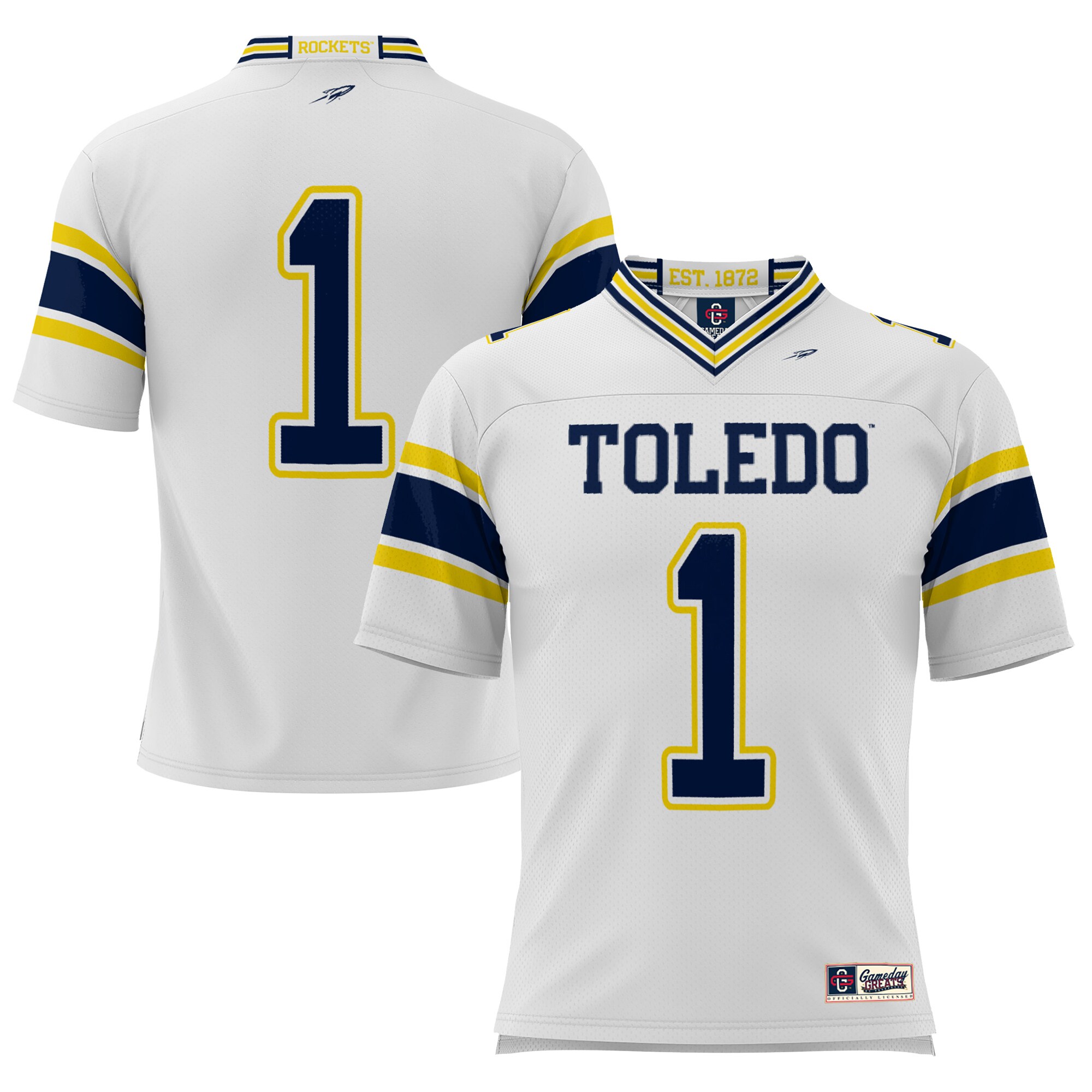 #1 Toledo Rockets ProSphere Endzone Football Jersey - White