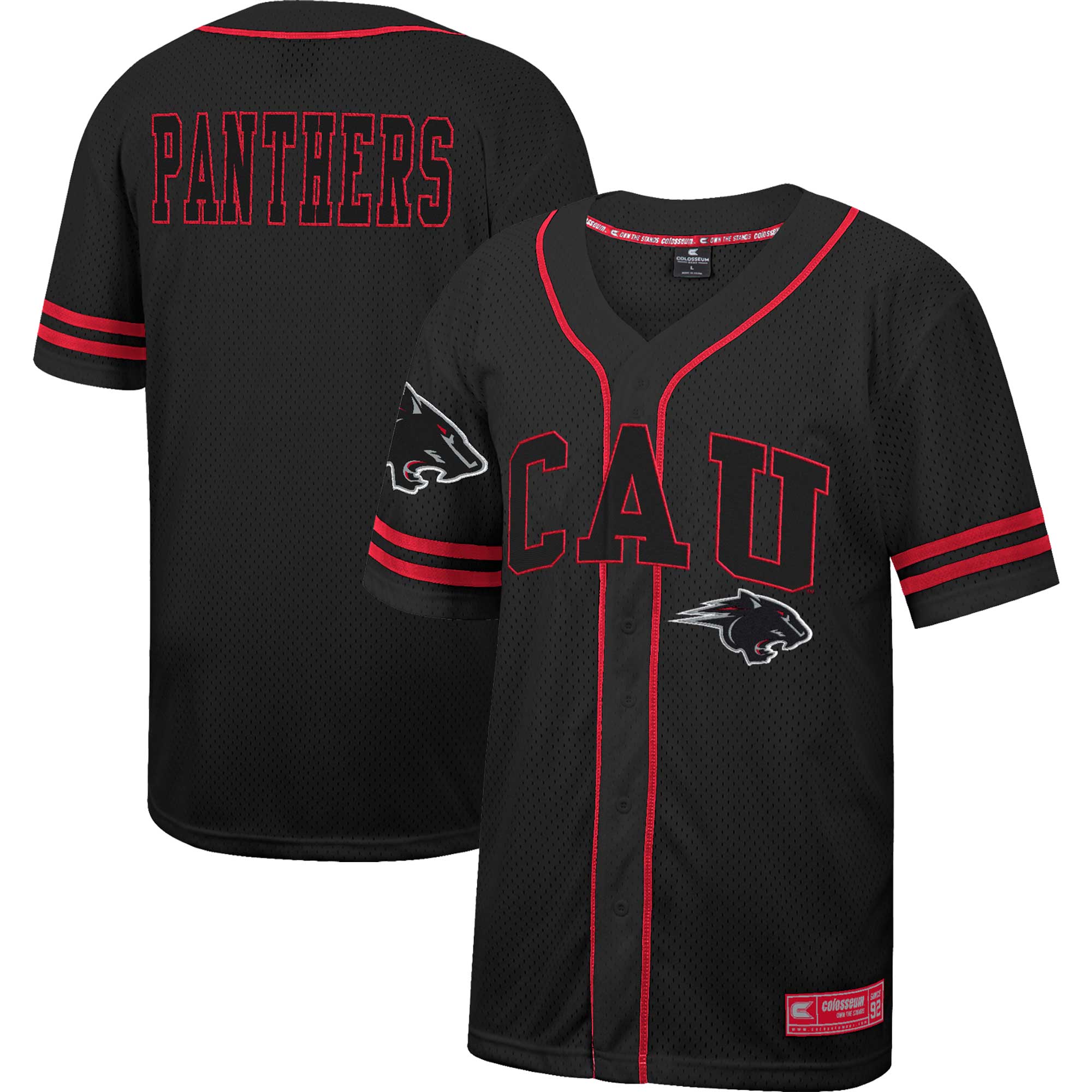 Clark Atlanta University Panthers Colosseum Free Spirited Mesh Button-Up Baseball Jersey - Black