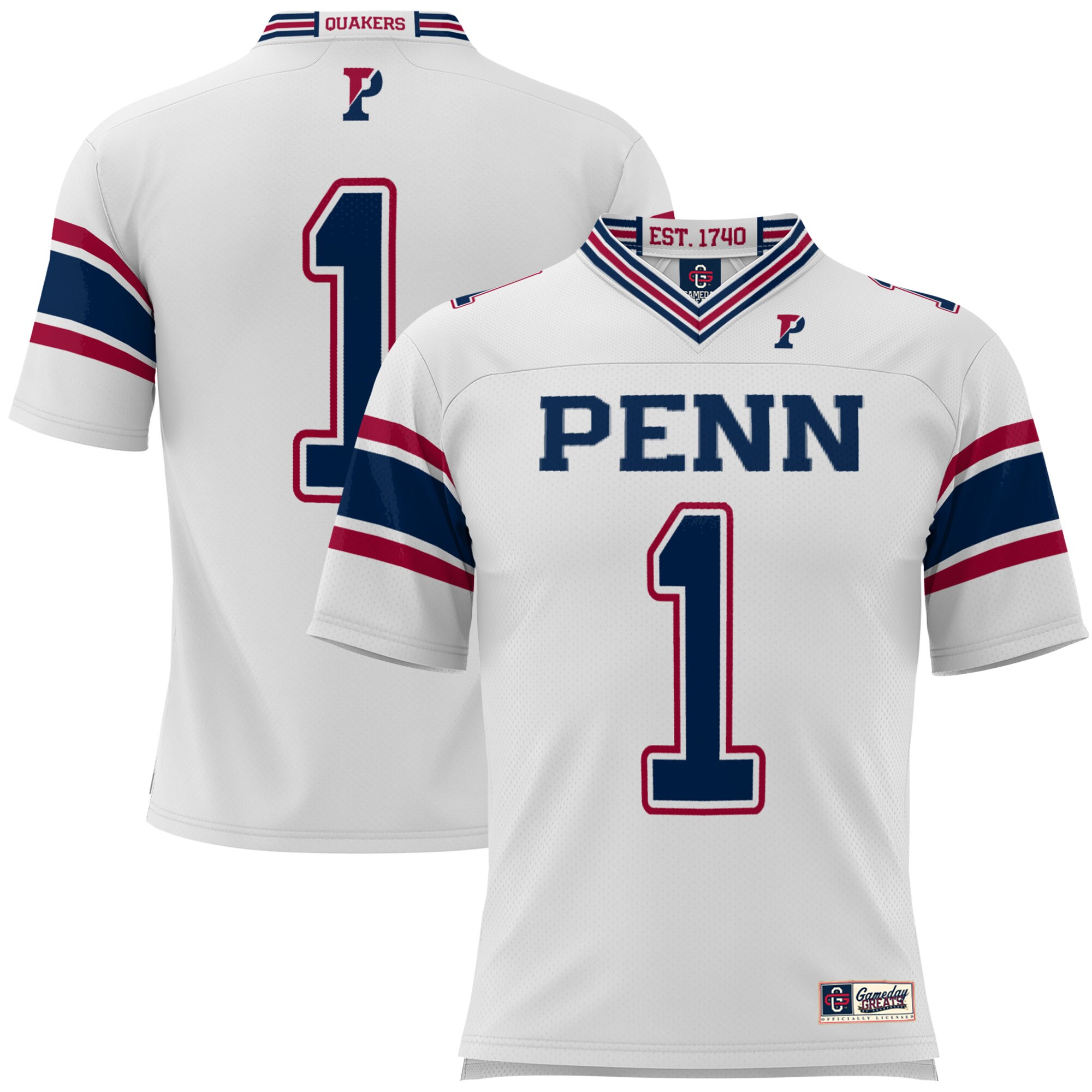 #1 Pennsylvania Quakers ProSphere Youth Football Jersey - White