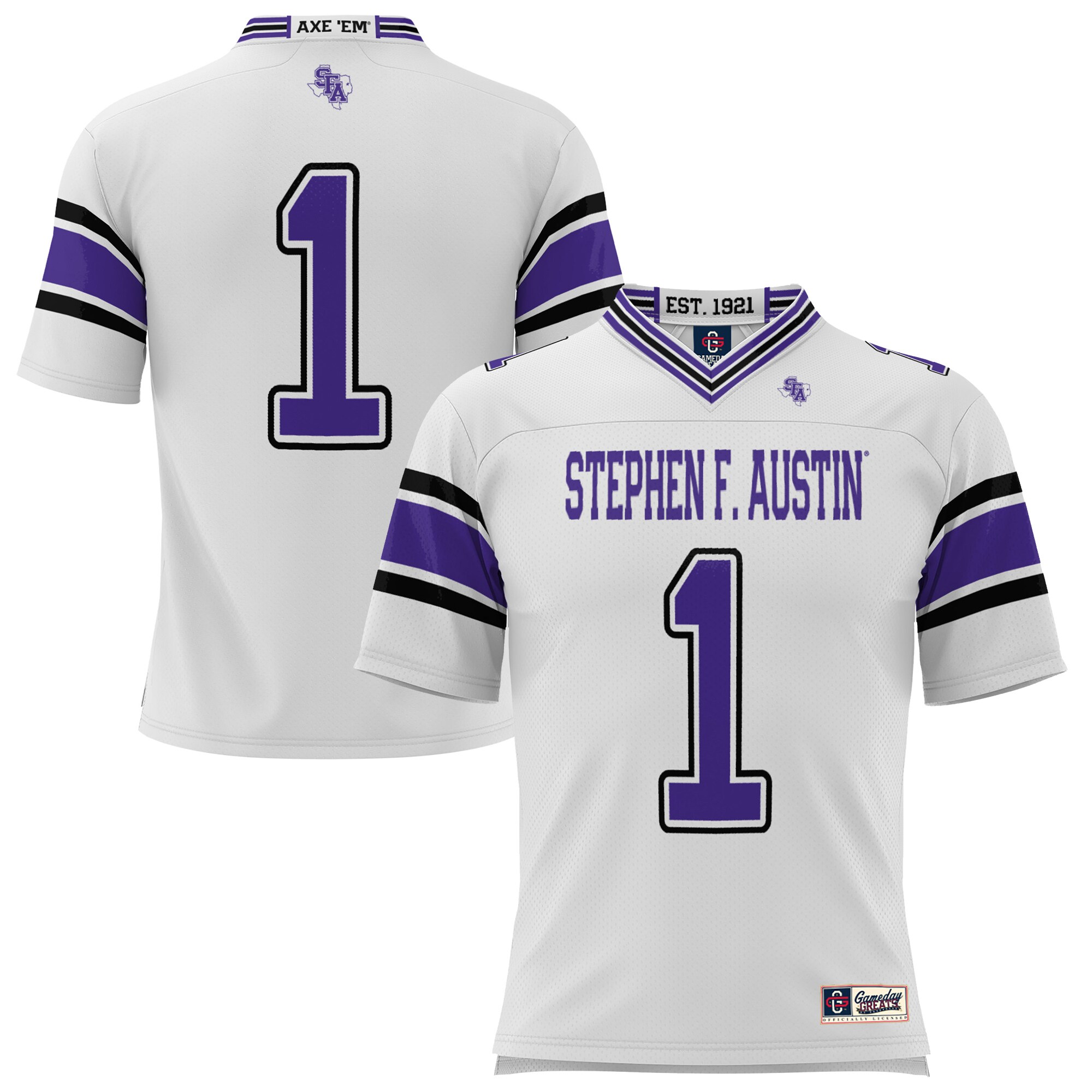 #1 Stephen F Austin Lumberjacks ProSphere Endzone Football Jersey - White
