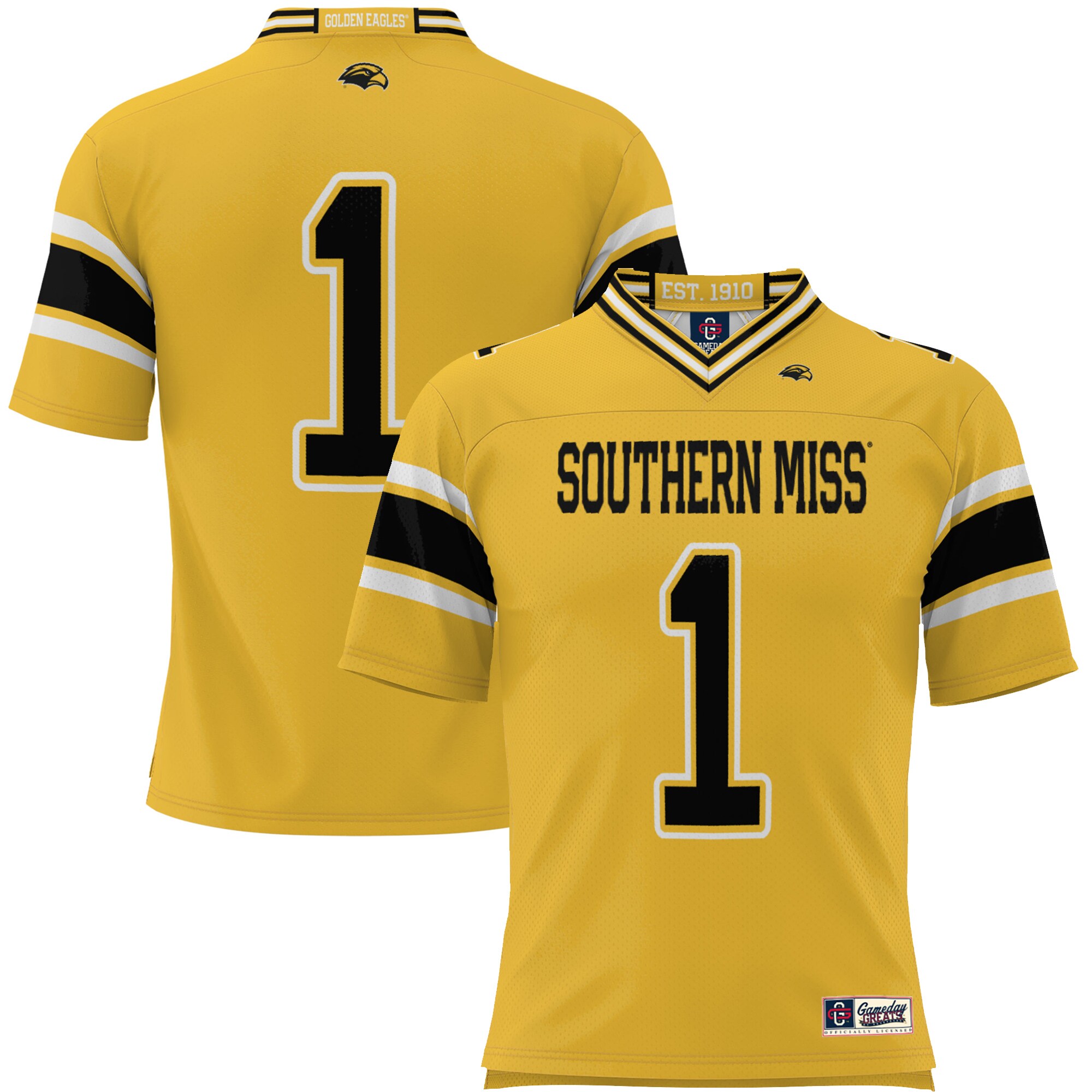 #1 Southern Miss Golden Eagles ProSphere Youth Endzone Football Jersey - Gold