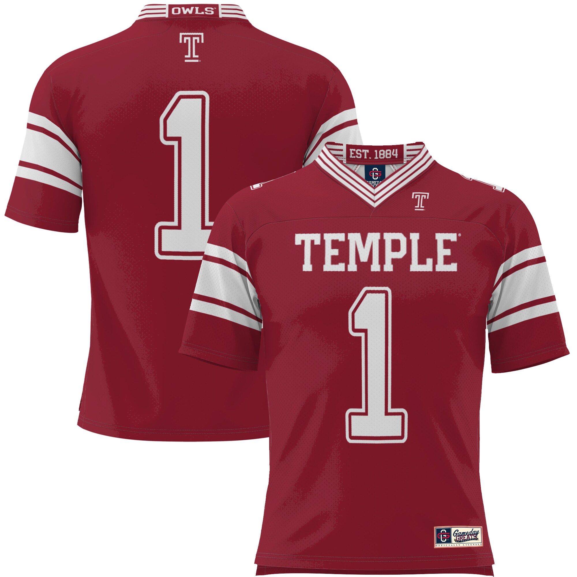 #1 Temple Owls ProSphere Youth Endzone Football Jersey - Cherry
