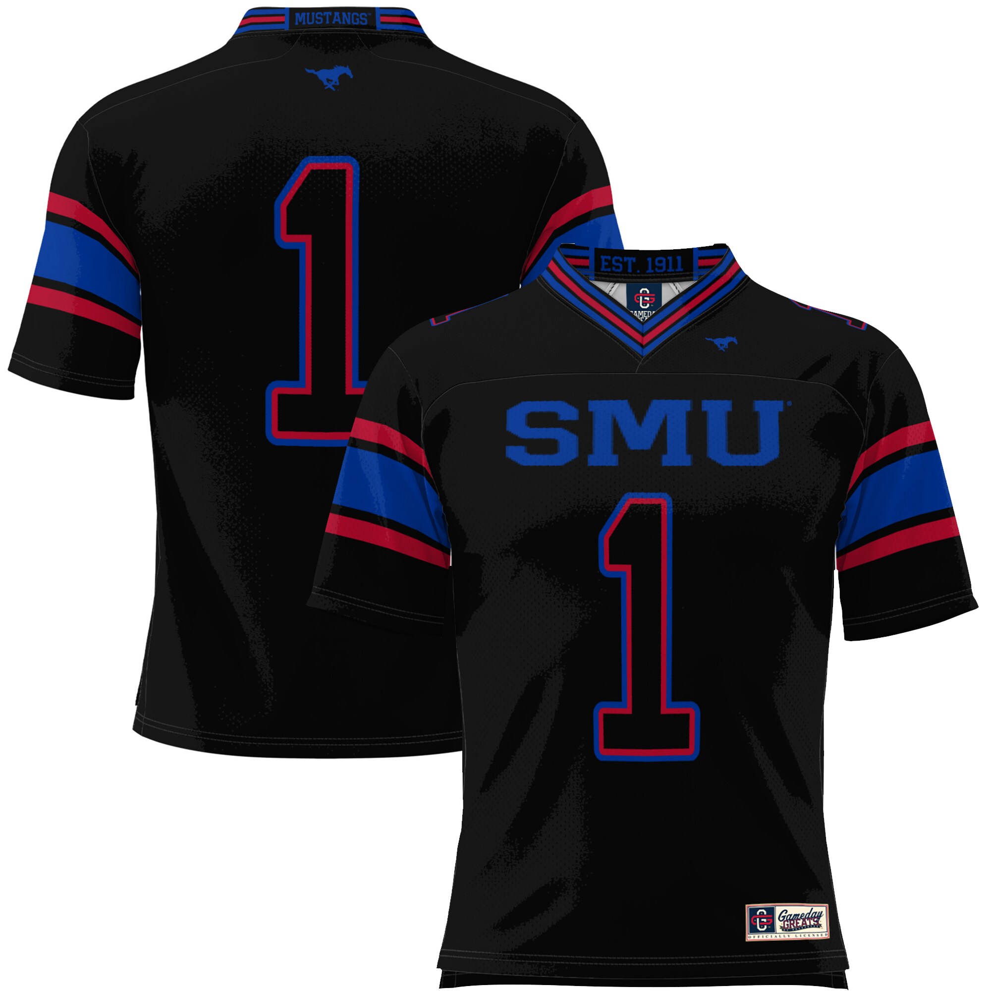 #1 SMU Mustangs ProSphere Endzone Football Jersey - Black