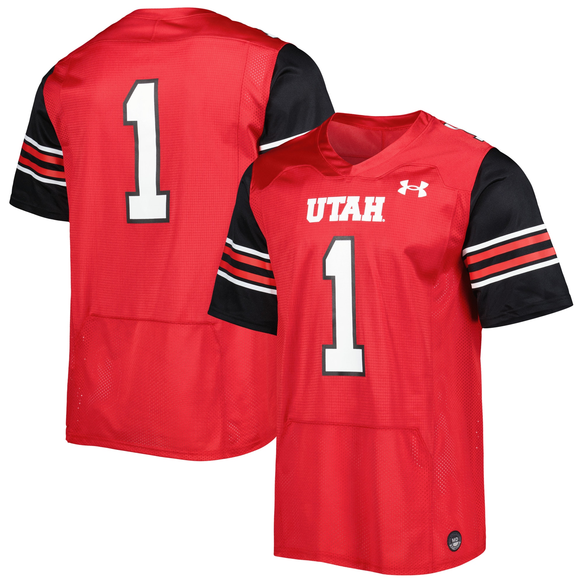 #1 Utah Utes Under Armour Team Wordmark Replica Football Jersey - Red