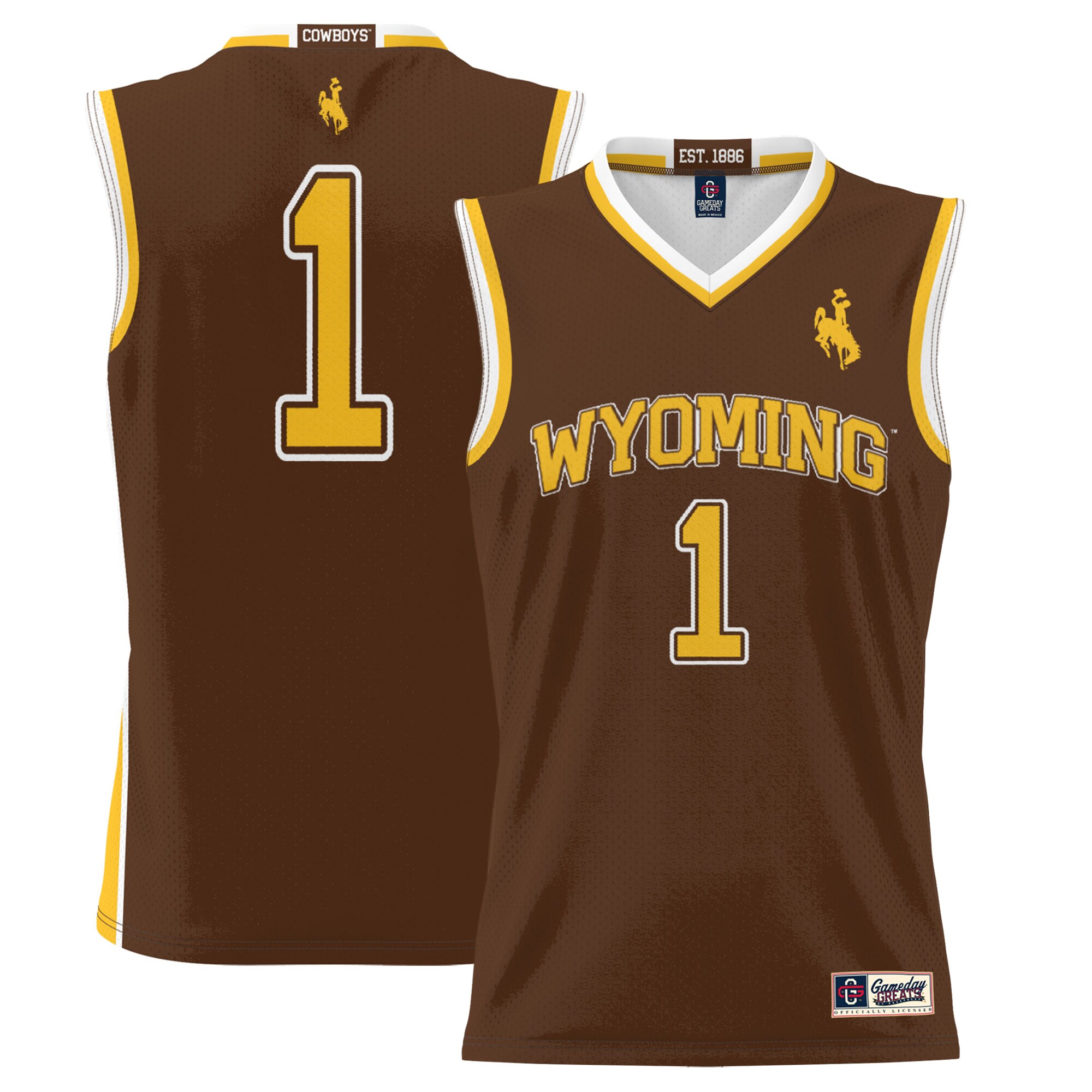 #1 Wyoming Cowboys ProSphere Basketball Jersey - Brown