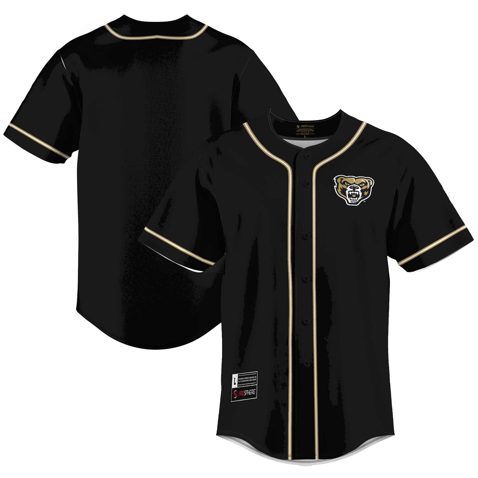 Oakland Golden Grizzlies Baseball Jersey - Black