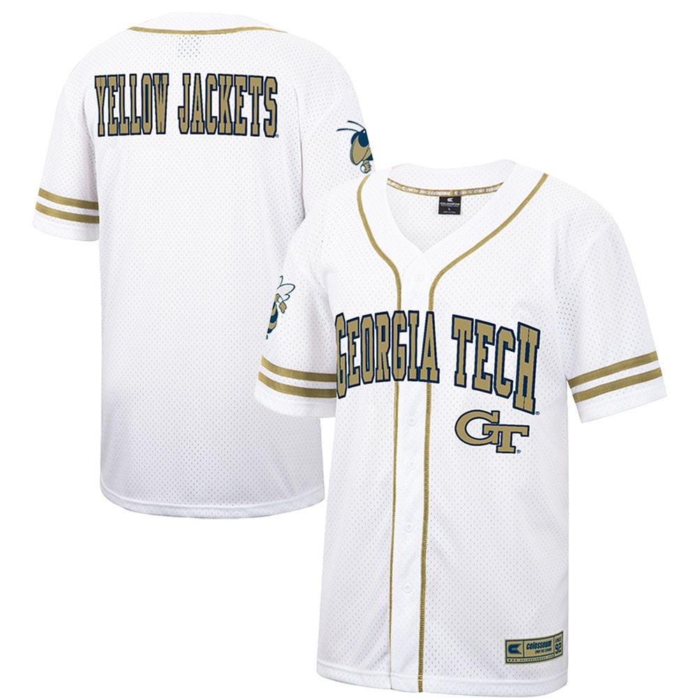 Georgia Tech Yellow Jackets Colosseum Free Spirited Mesh Button-Up Baseball Jersey - White