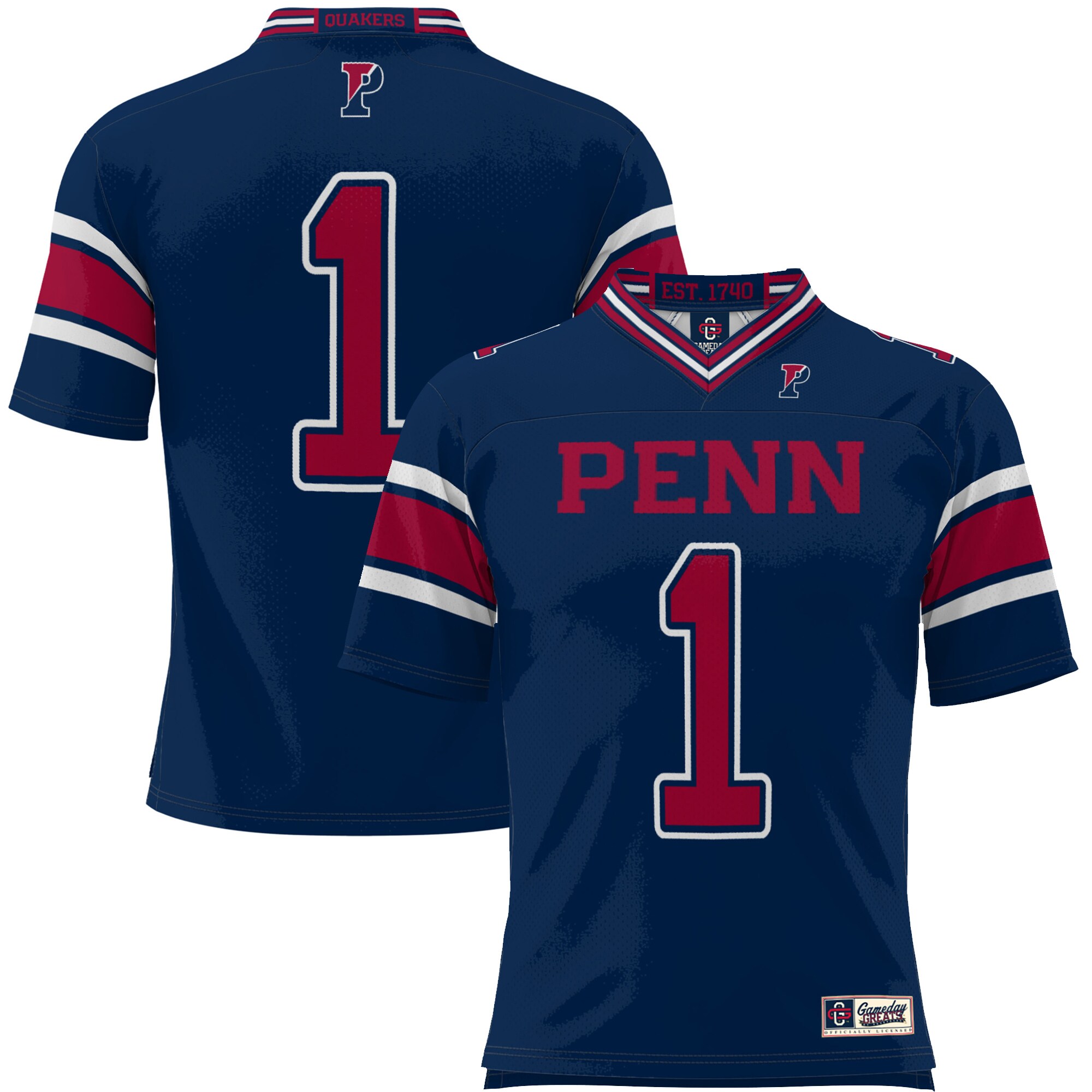#1 Pennsylvania Quakers ProSphere Endzone Football Jersey - Navy