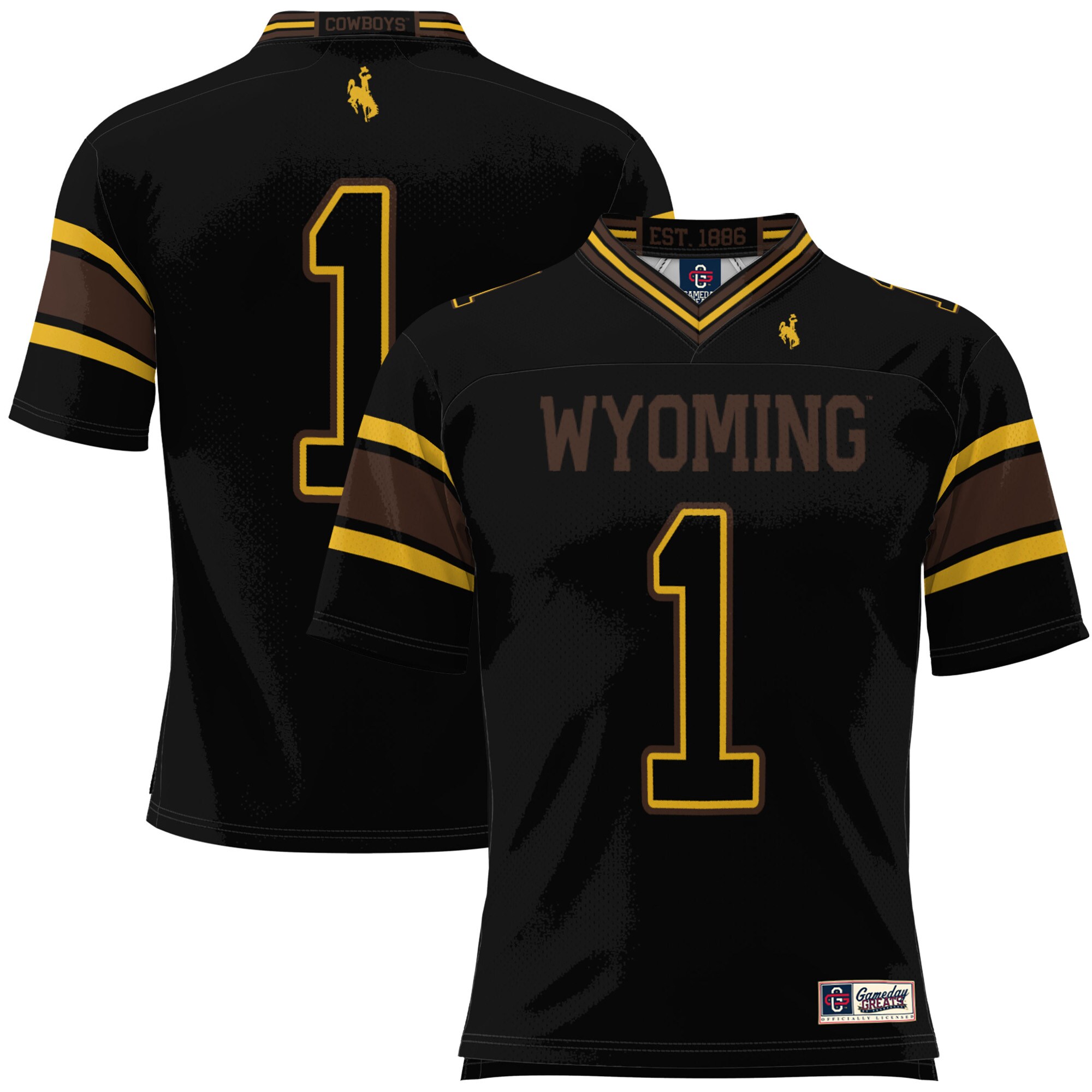 #1 Wyoming Cowboys ProSphere Youth Football Jersey - Black