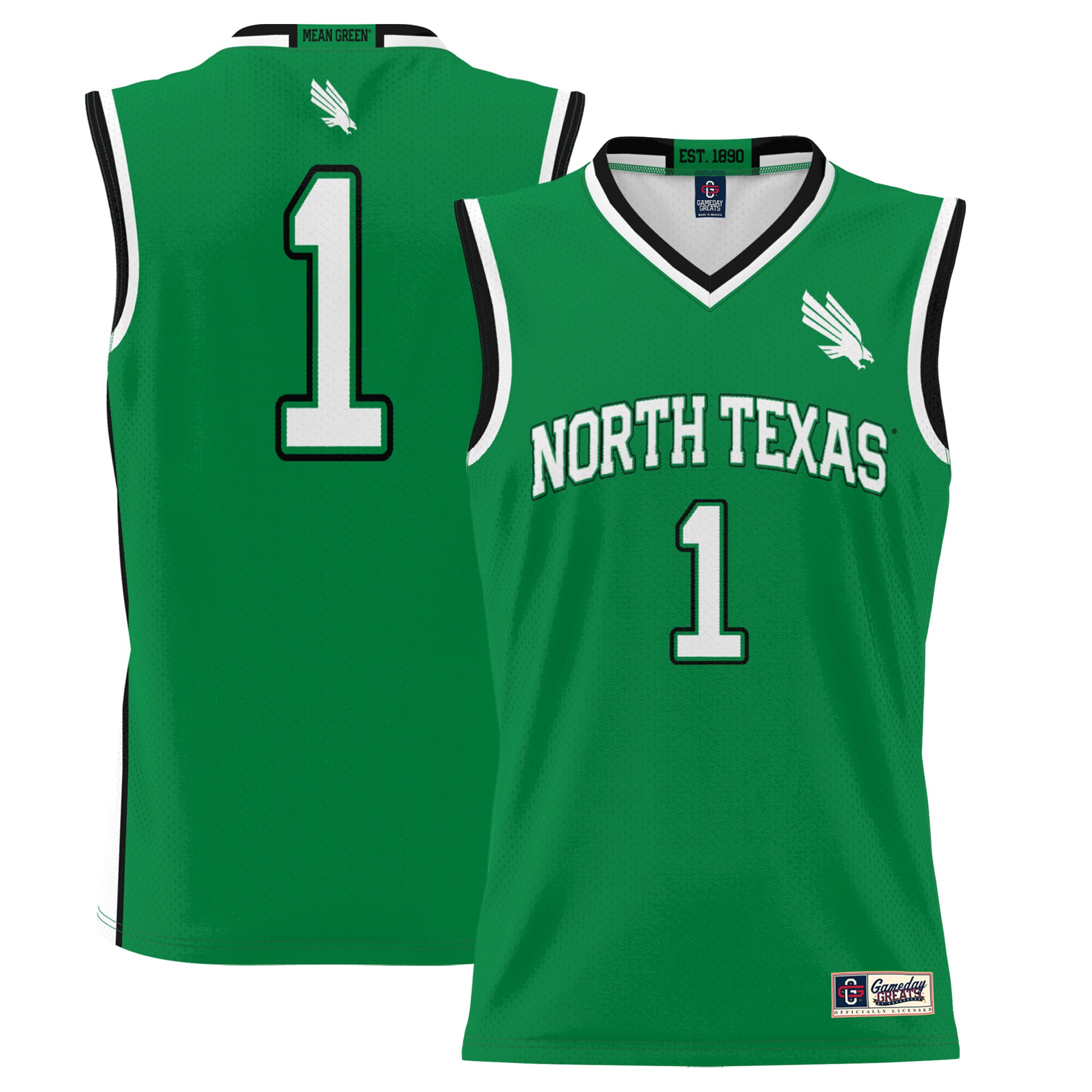 #1 North Texas Mean Green ProSphere Basketball Jersey - Kelly Green