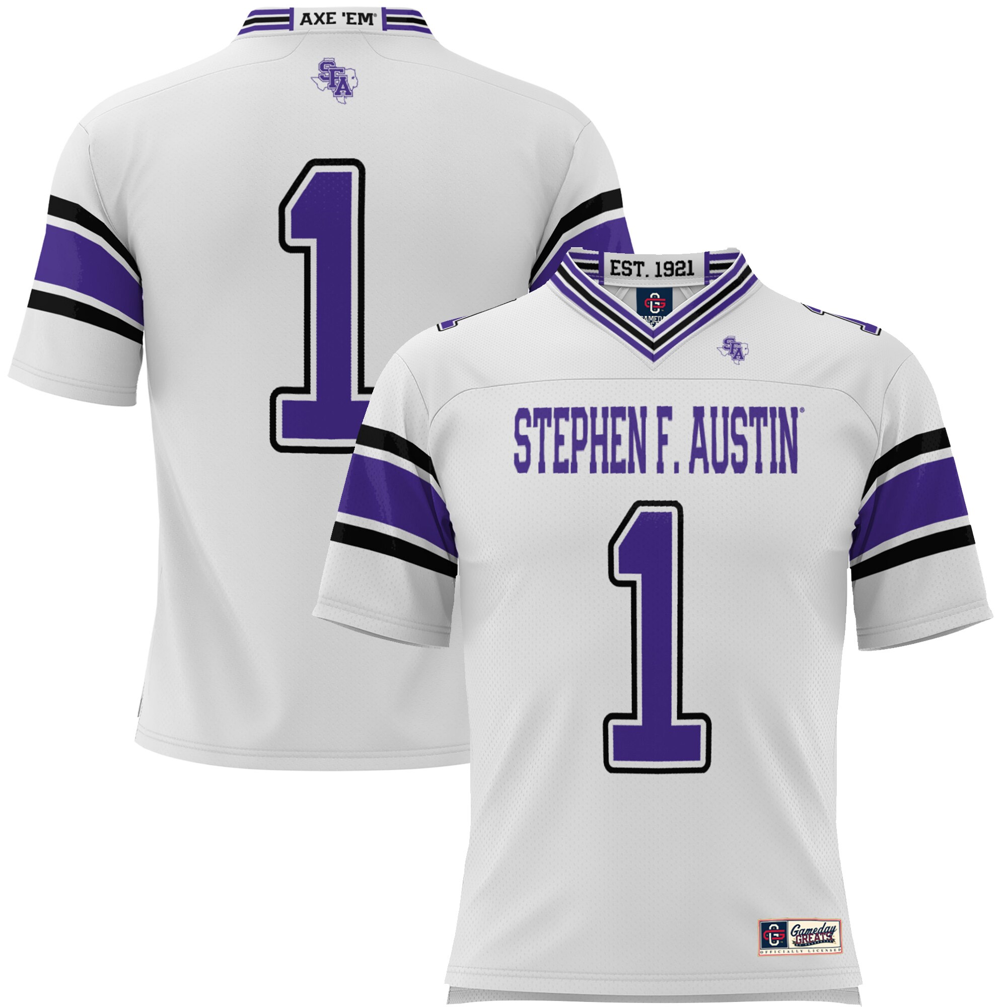 #1 Stephen F Austin Lumberjacks ProSphere Youth Endzone Football Jersey - White