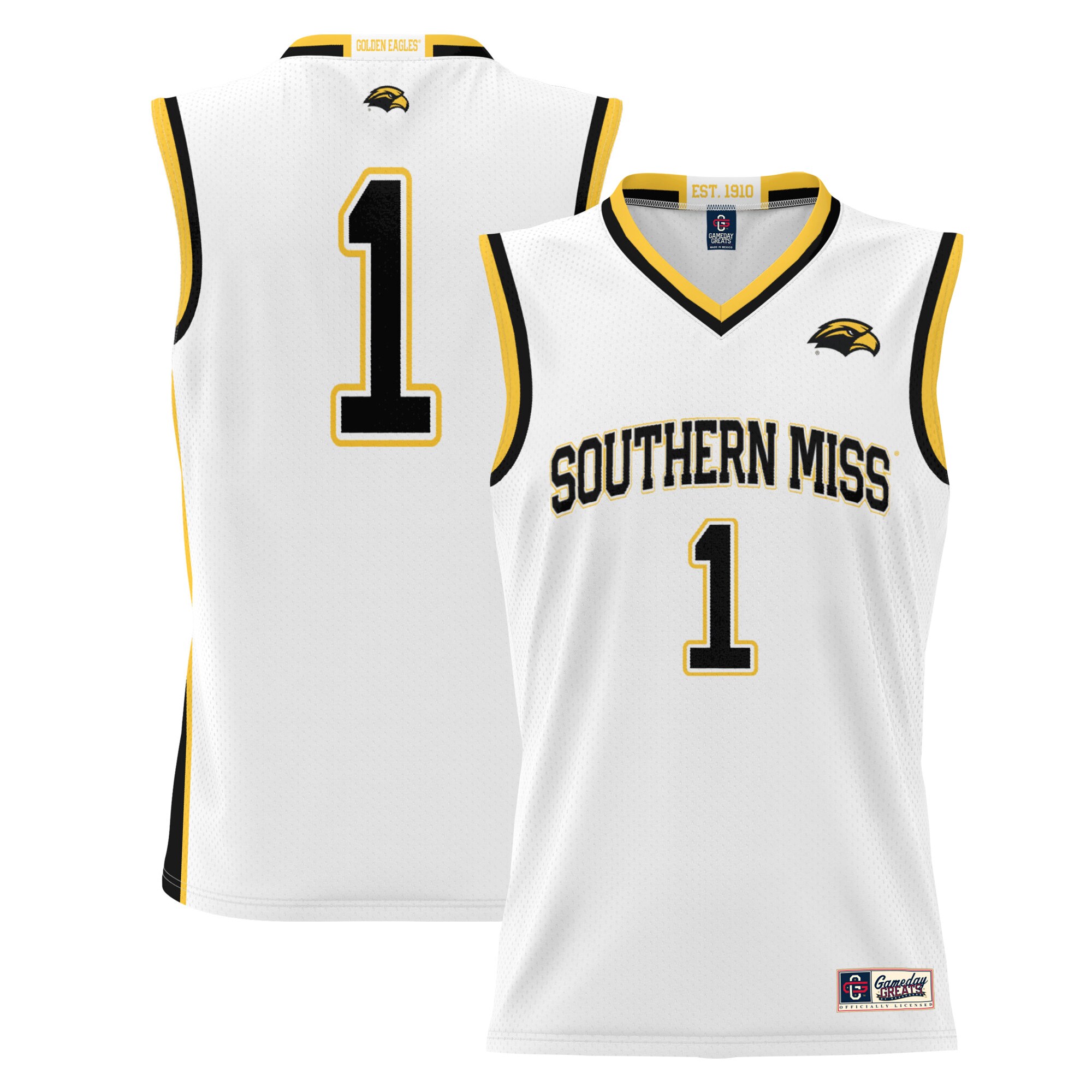 #1 Southern Miss Golden Eagles ProSphere Youth Basketball Jersey - White