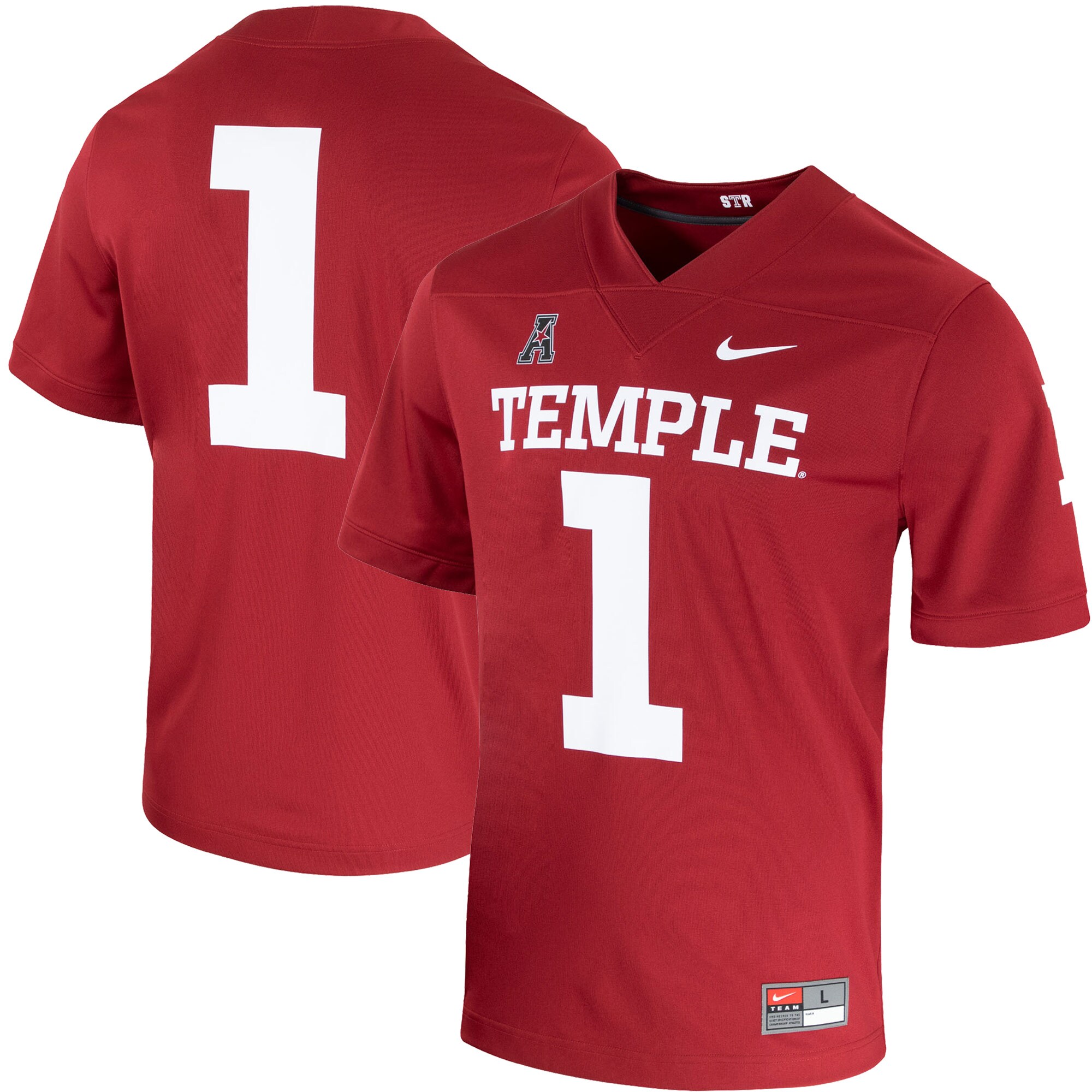 #1 Temple Owls Nike Football Jersey - Cherry