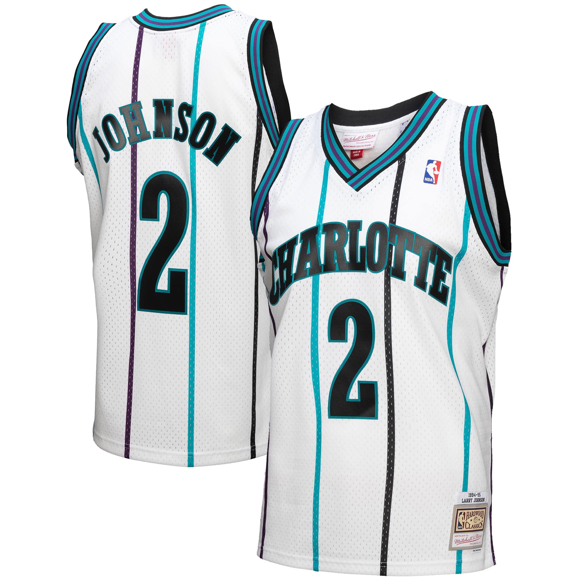 Larry Johnson Charlotte Hornets Mitchell & Ness 1994-95 Hardwood Classics Reload 3.0 Swingman Jersey - White