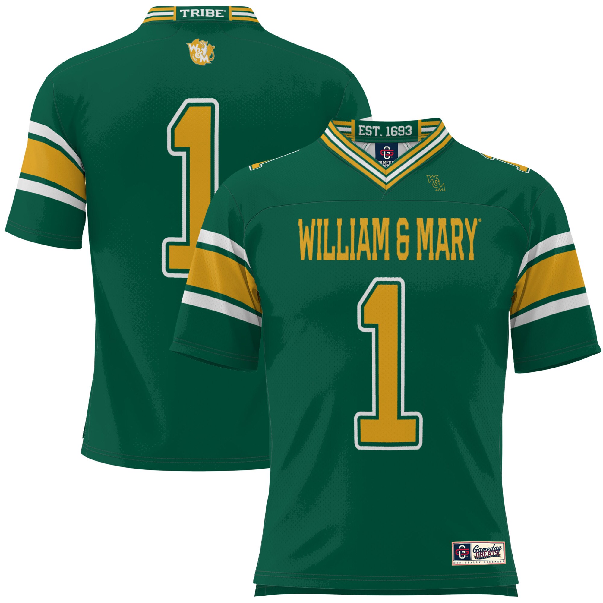 #1 William & Mary Tribe ProSphere Football Jersey - Green