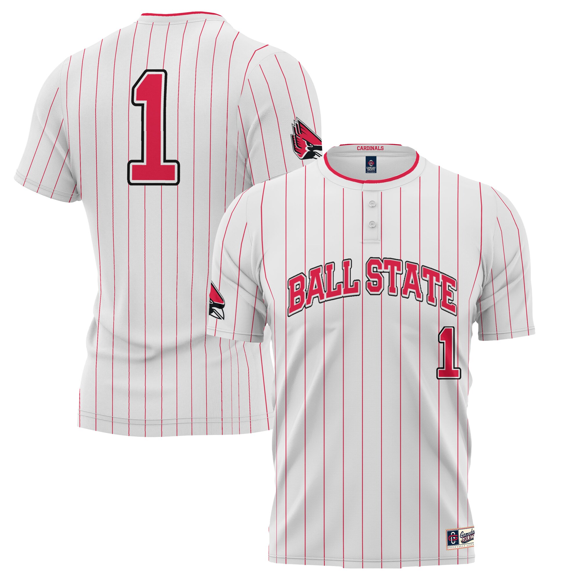 #1 Ball State Cardinals ProSphere Unisex Softball Jersey - White