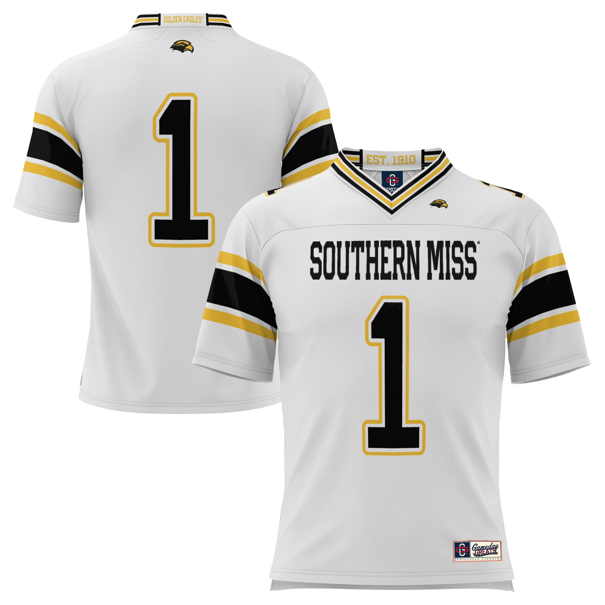 #1 Southern Miss Golden Eagles ProSphere Endzone Football Jersey - White