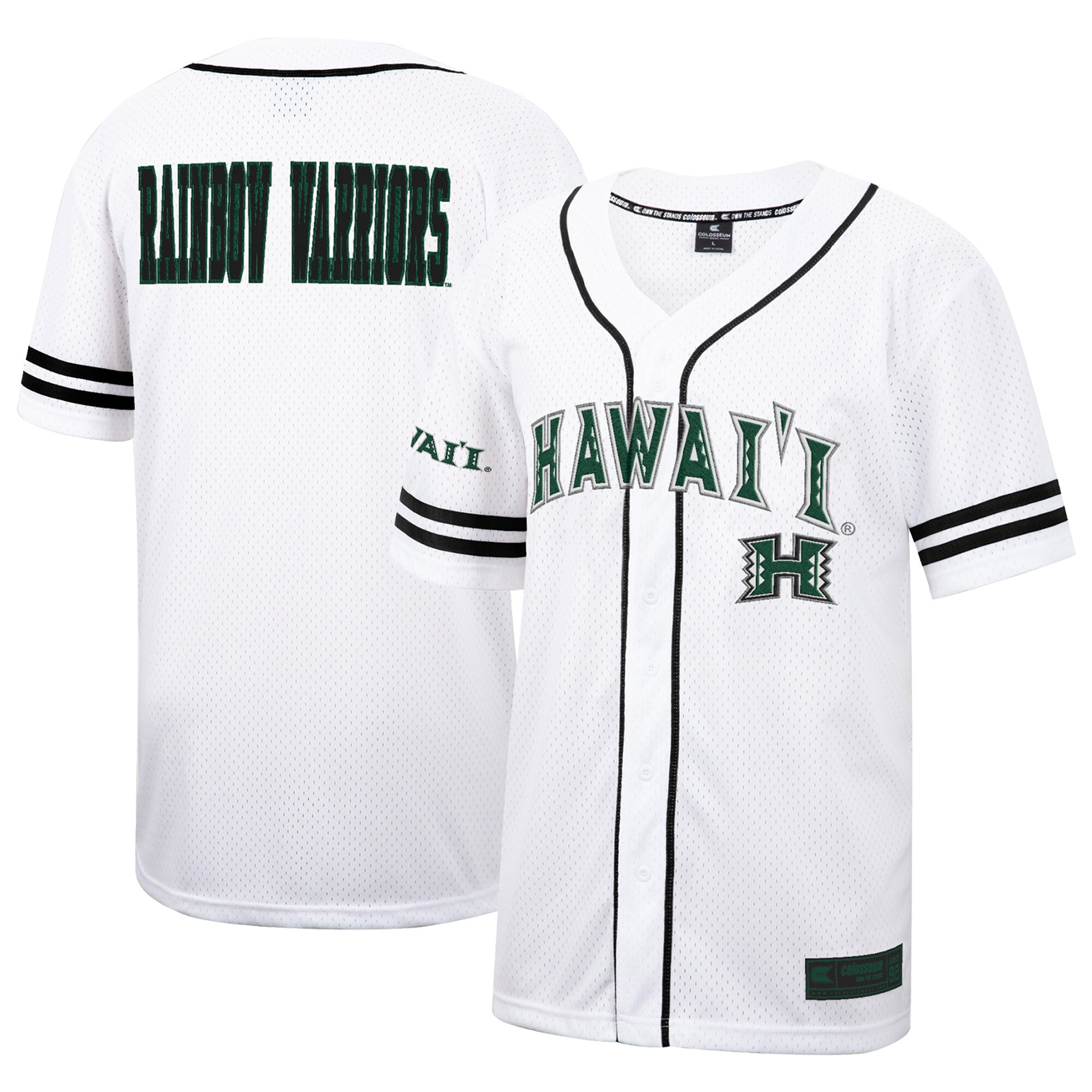 Hawaii Warriors Colosseum Free Spirited Mesh Button-Up Baseball Jersey - White