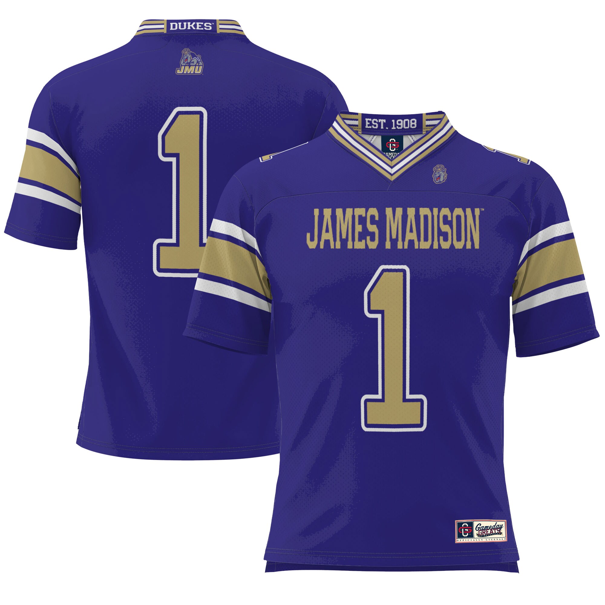 #1 James Madison Dukes ProSphere Youth Endzone Football Jersey - Purple