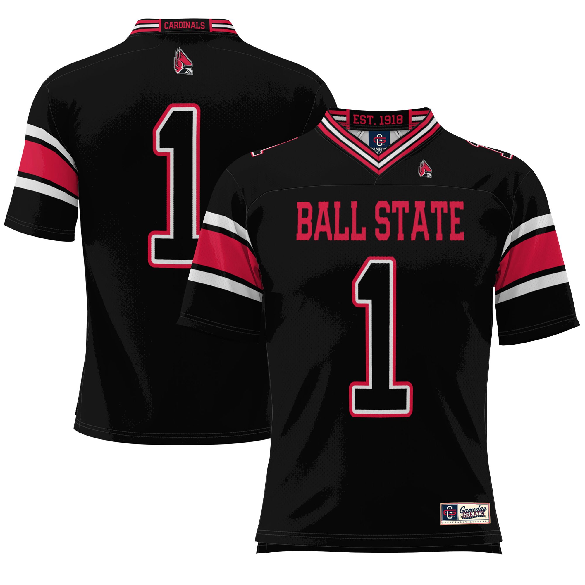 #1 Ball State Cardinals ProSphere Youth Endzone Football Jersey - Black