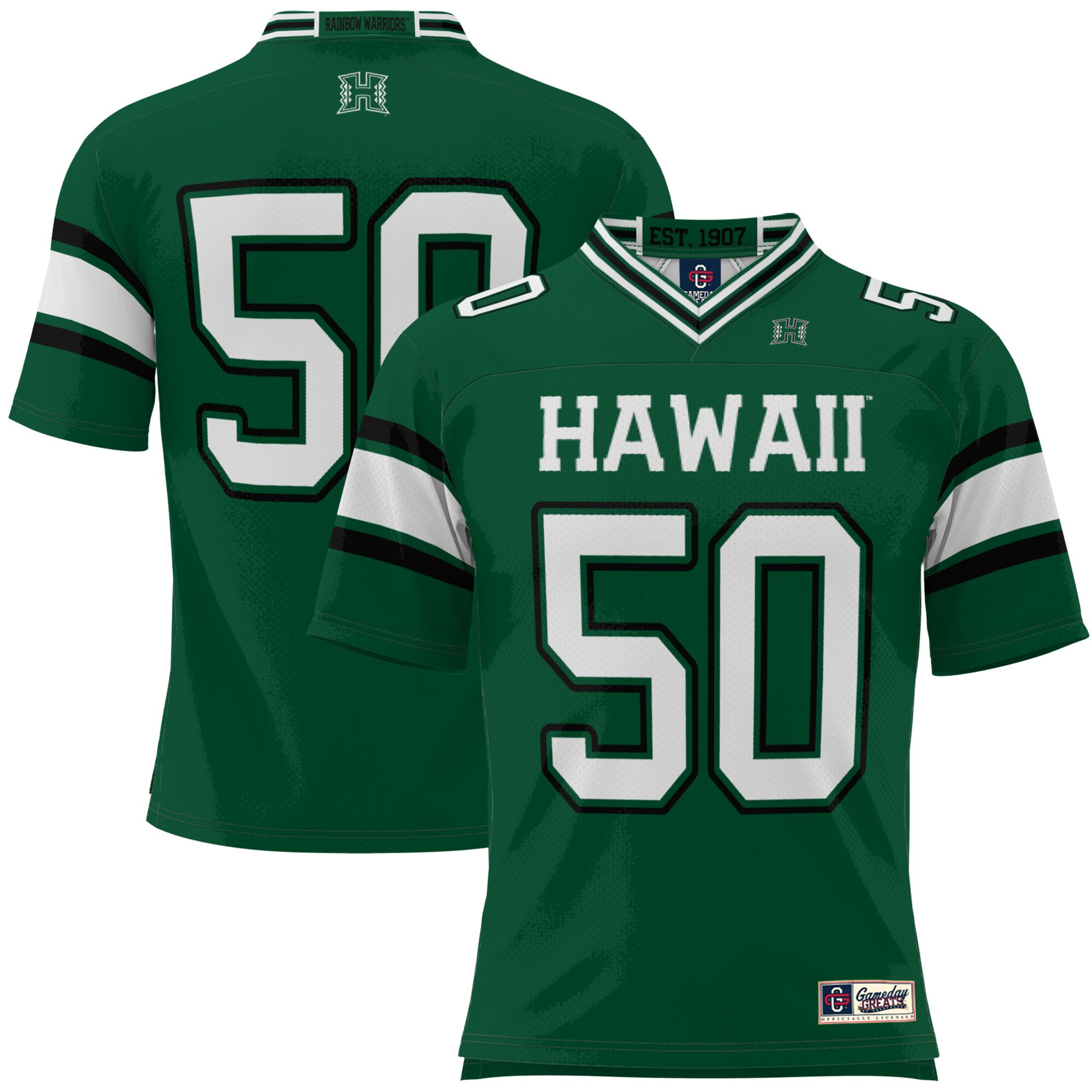 #50 Hawaii Rainbow Warriors ProSphere Football Jersey - Green
