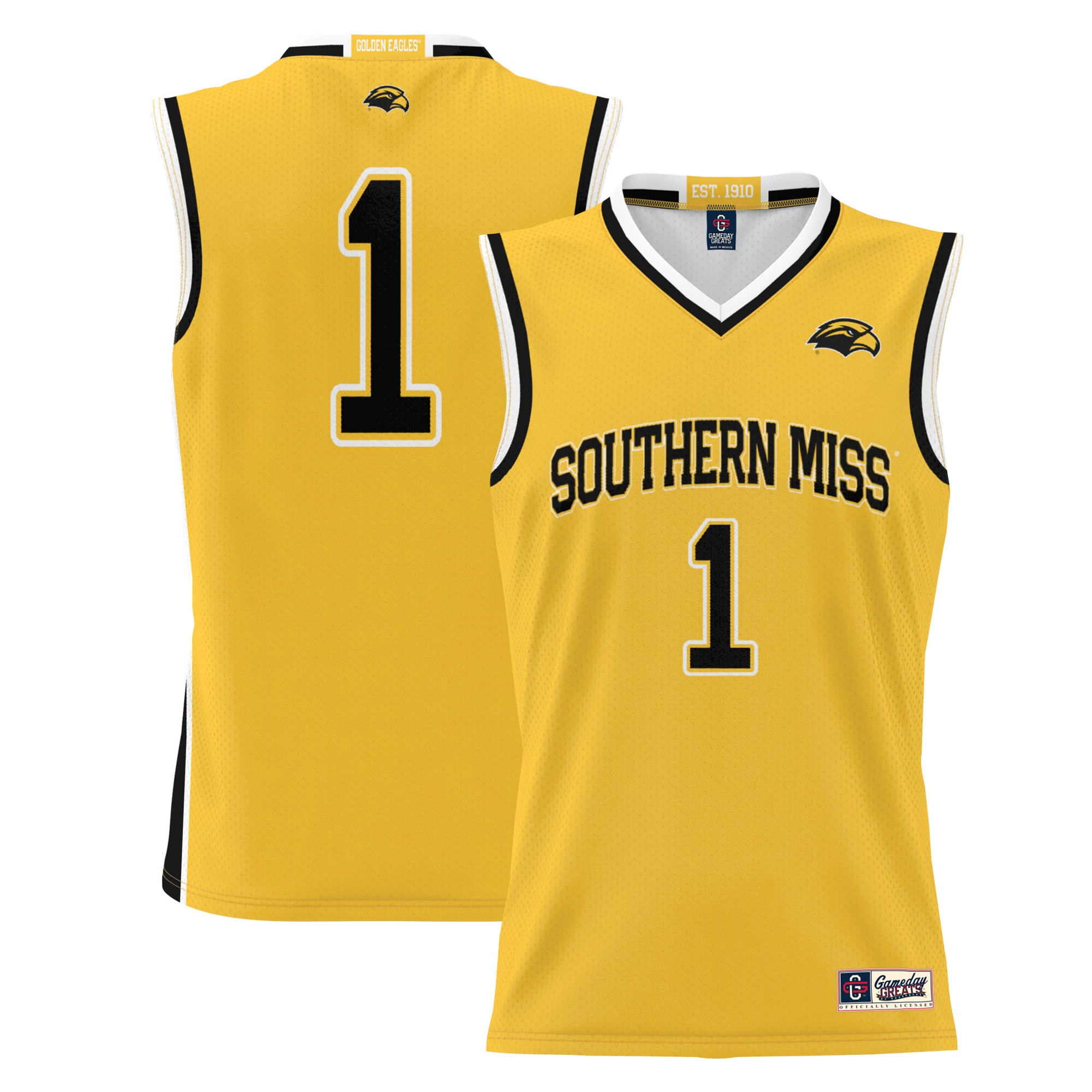 #1 Southern Miss Golden Eagles ProSphere Youth Basketball Jersey - Gold