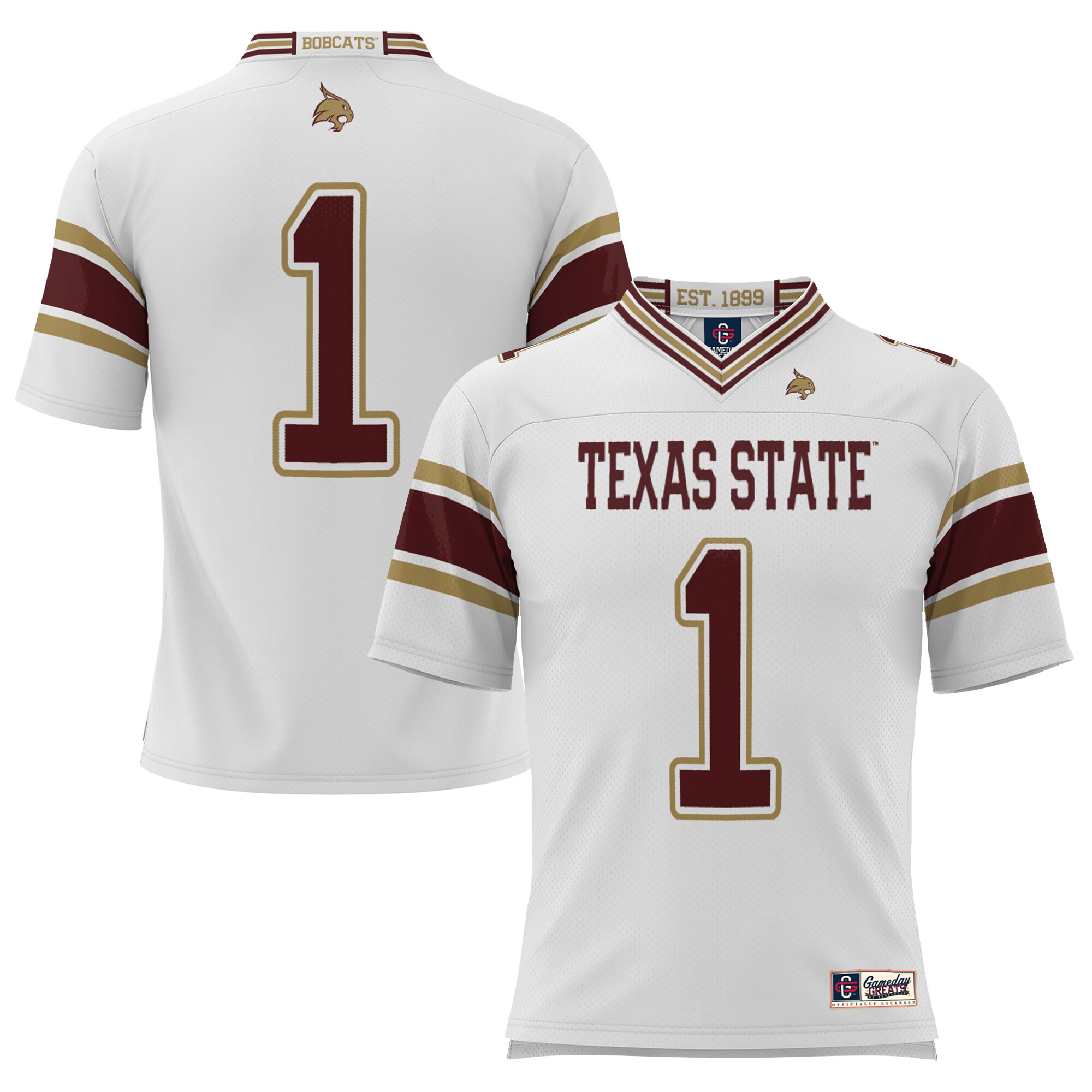 #1 Texas State Bobcats ProSphere Endzone Football Jersey - White