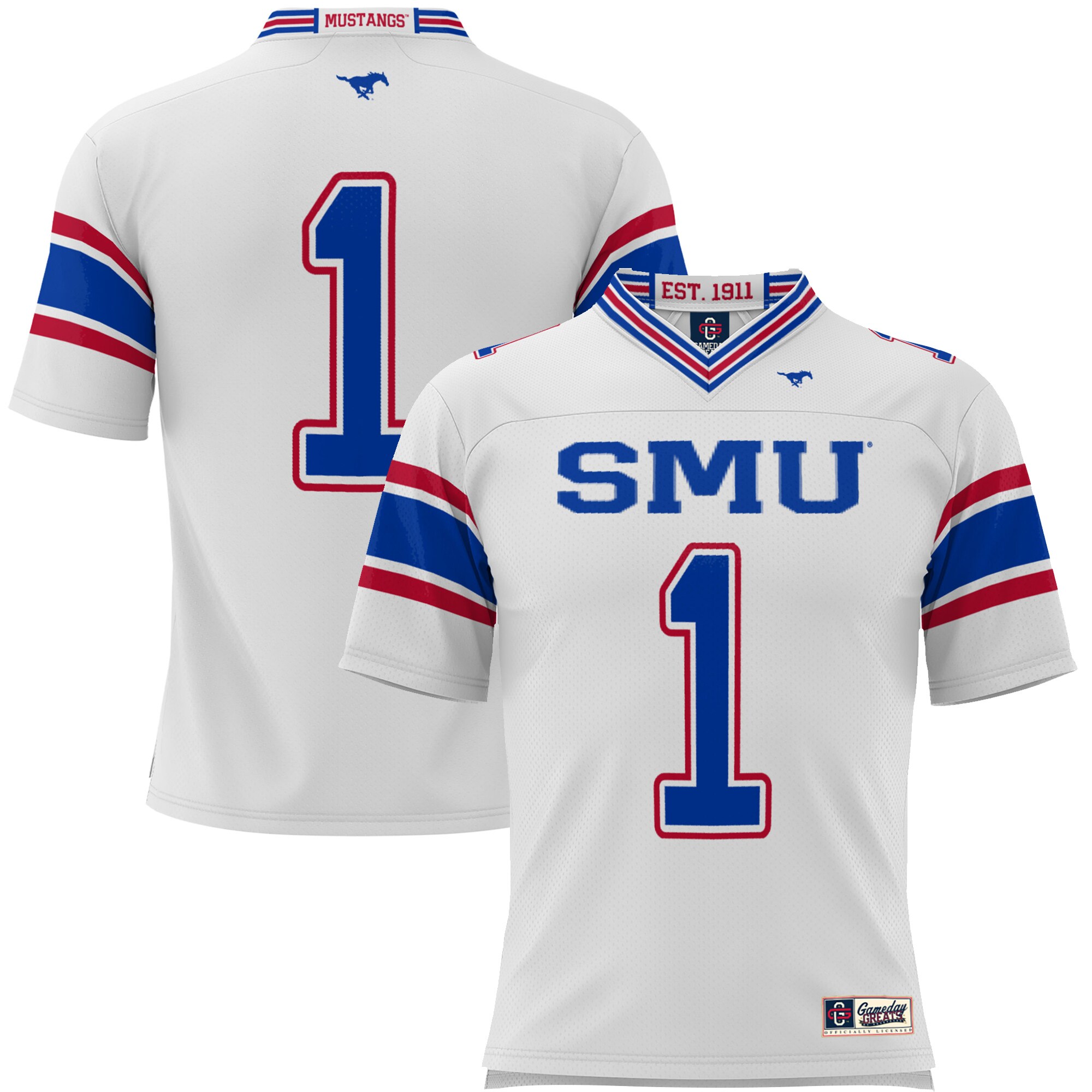 #1 SMU Mustangs ProSphere Youth Endzone Football Jersey - White