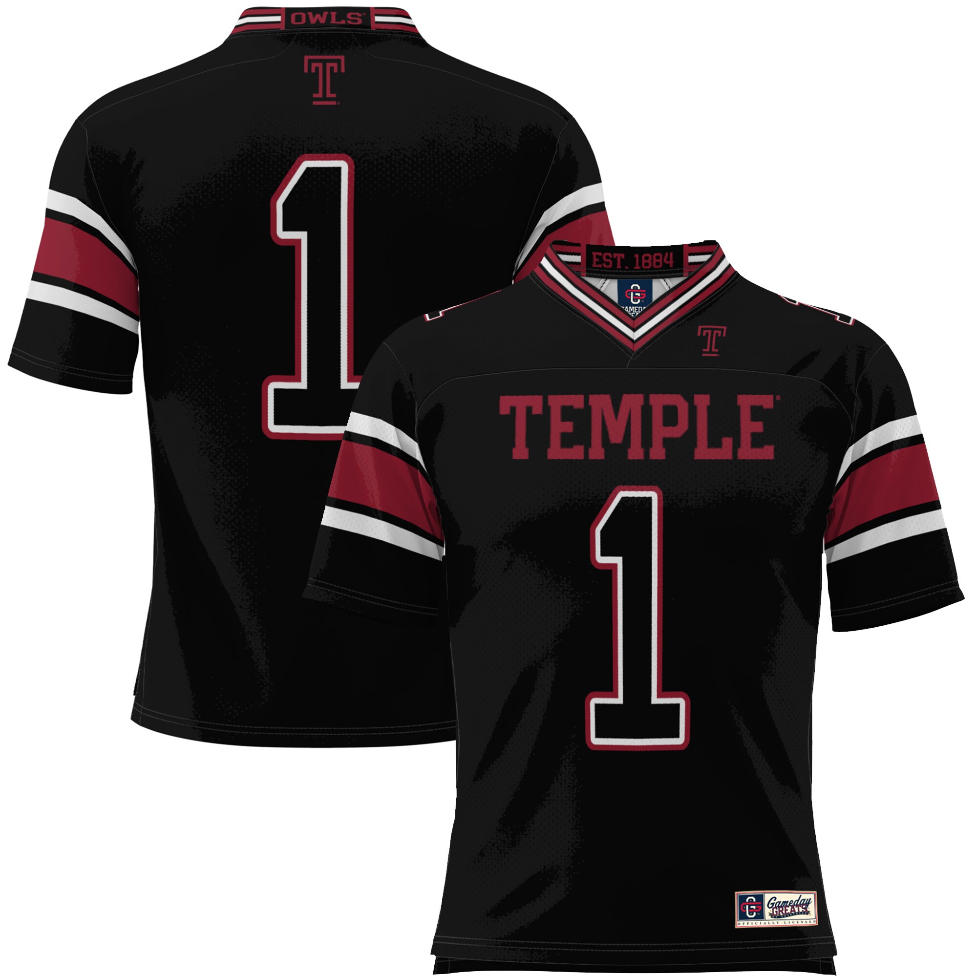 #1 Temple Owls ProSphere Youth Endzone Football Jersey - Black