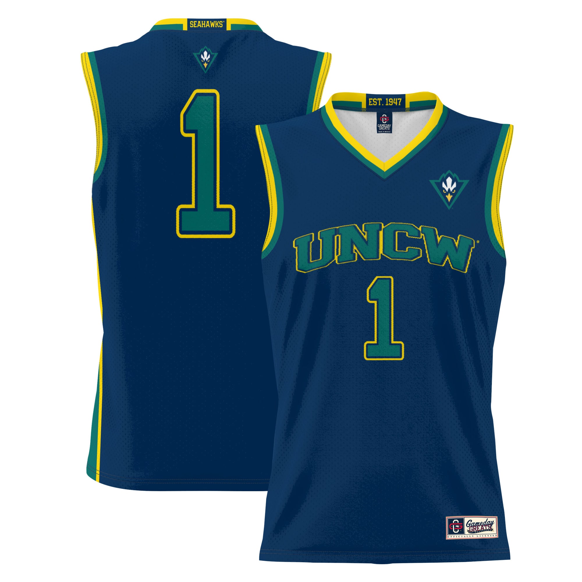 #1 UNC Wilmington Seahawks ProSphere Youth Basketball Jersey - Navy